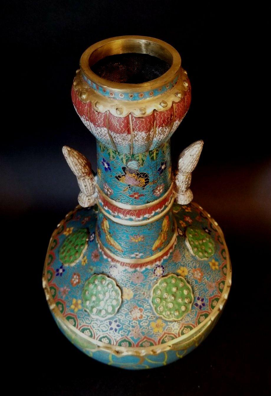Large and Impressive Chinese Cloisonné Enamel Vase, 19th Century 2