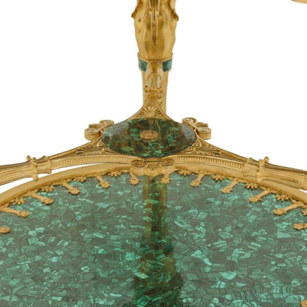 Large and Impressive Empire Style Ormolu and Malachite Center Table 3