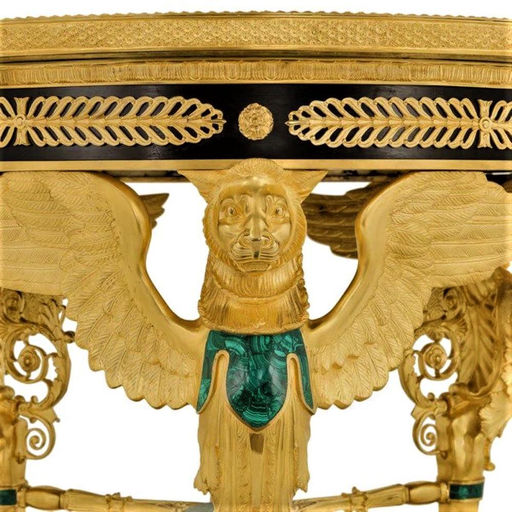 Large and Impressive Empire Style Ormolu and Malachite Center Table 5