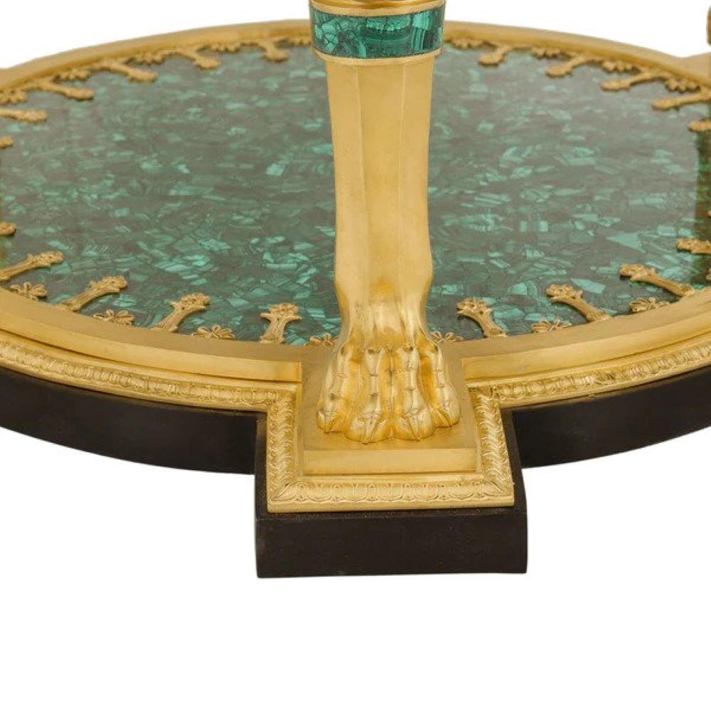 Large and Impressive Empire Style Ormolu and Malachite Center Table 2