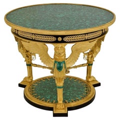 Large and Impressive Empire Style Ormolu and Malachite Center Table