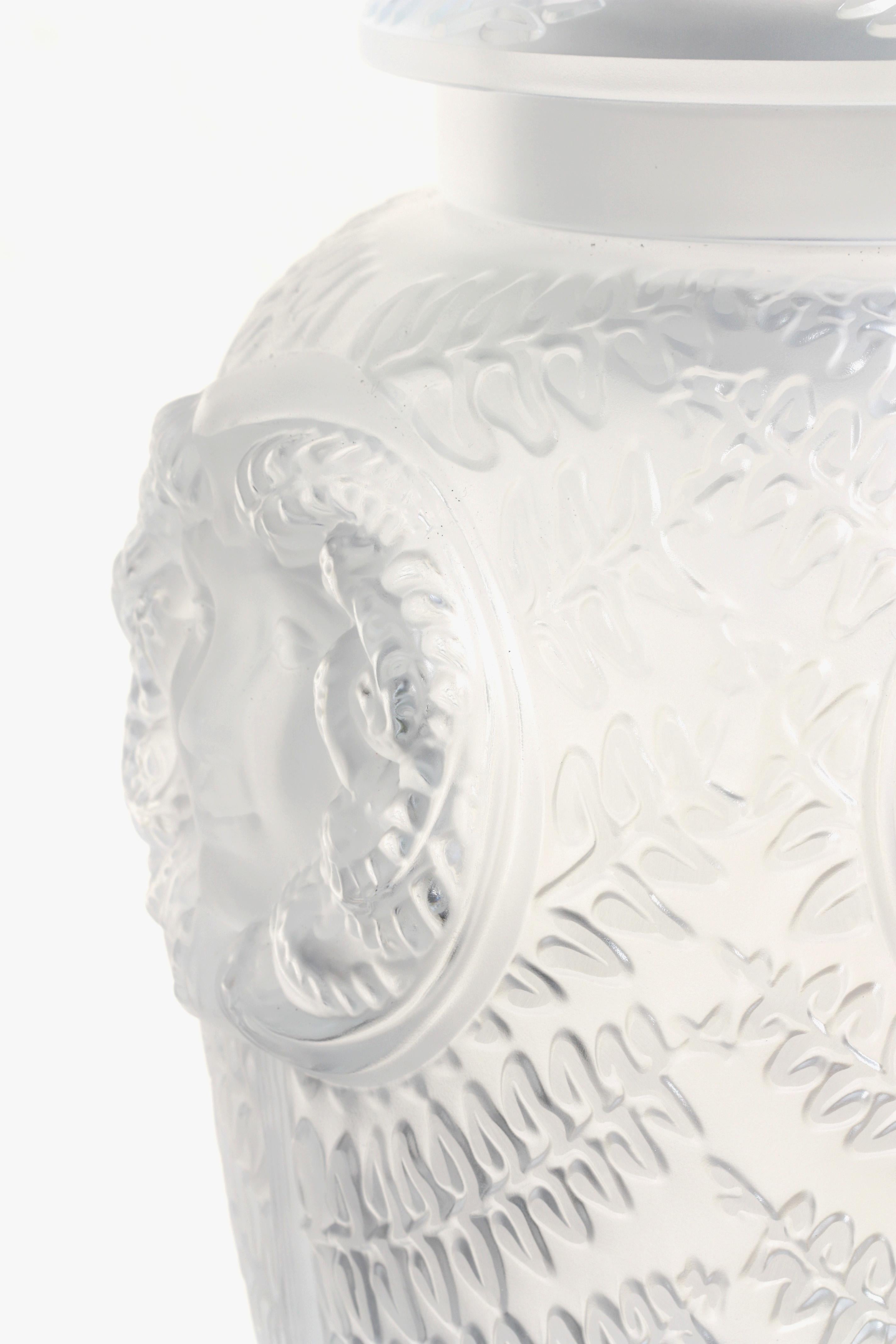20th Century Large and Impressive Lalique Masque De Femme Pattern Covered Vase, France, 20t For Sale