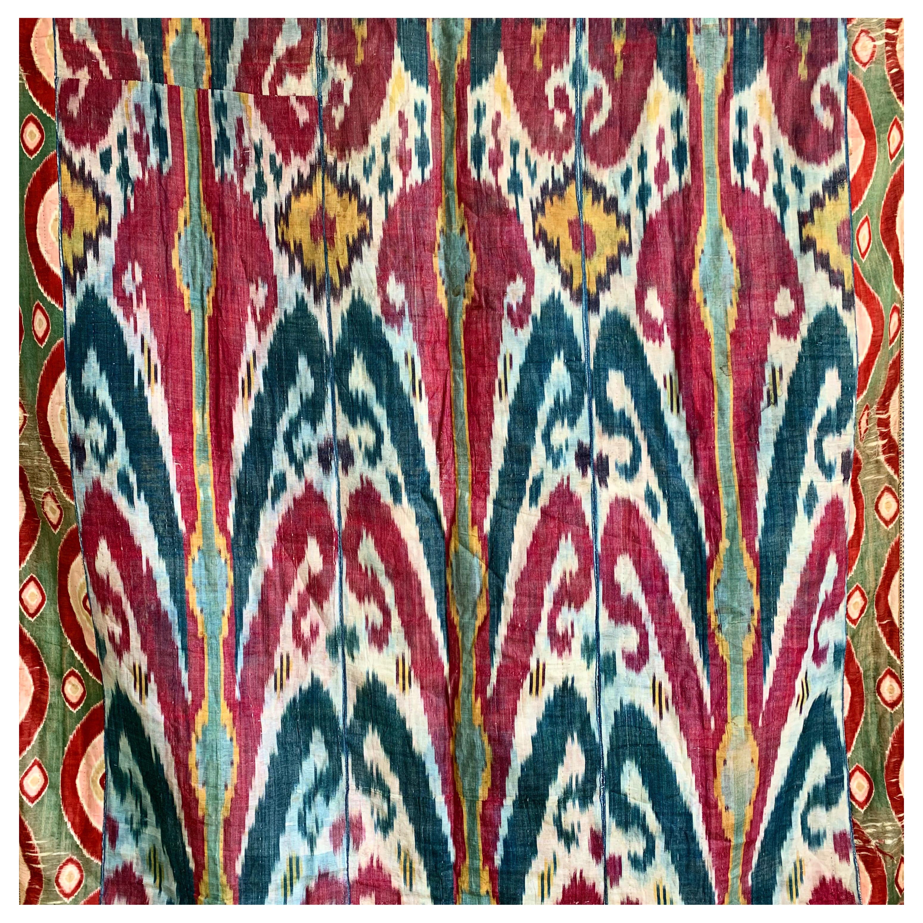 Grand et impressionnant panneau Ikat de la fin du XIXe siècle