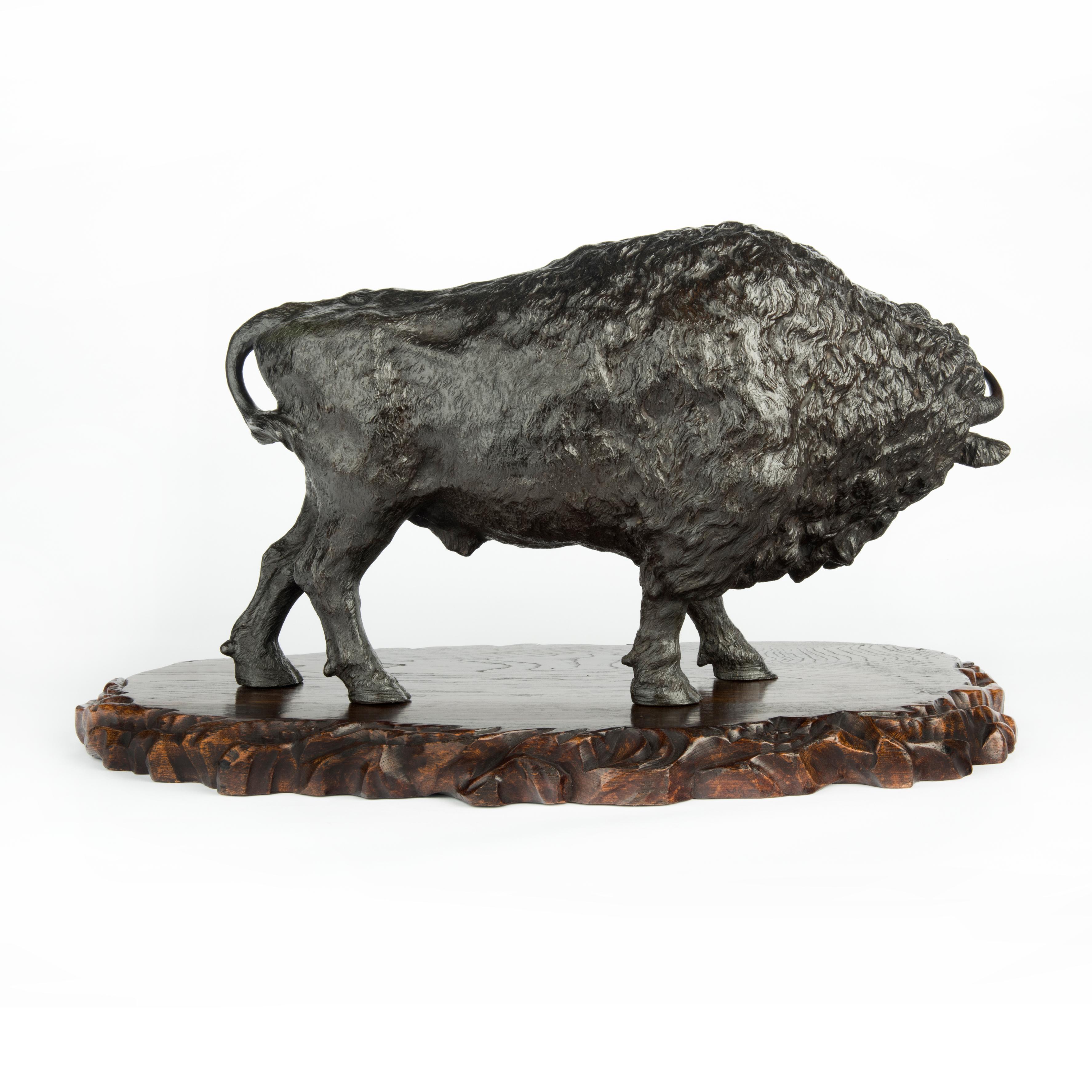 Large and Impressive Meiji Period Bronze Bison by Sano Takachika for the Kakuh For Sale 1