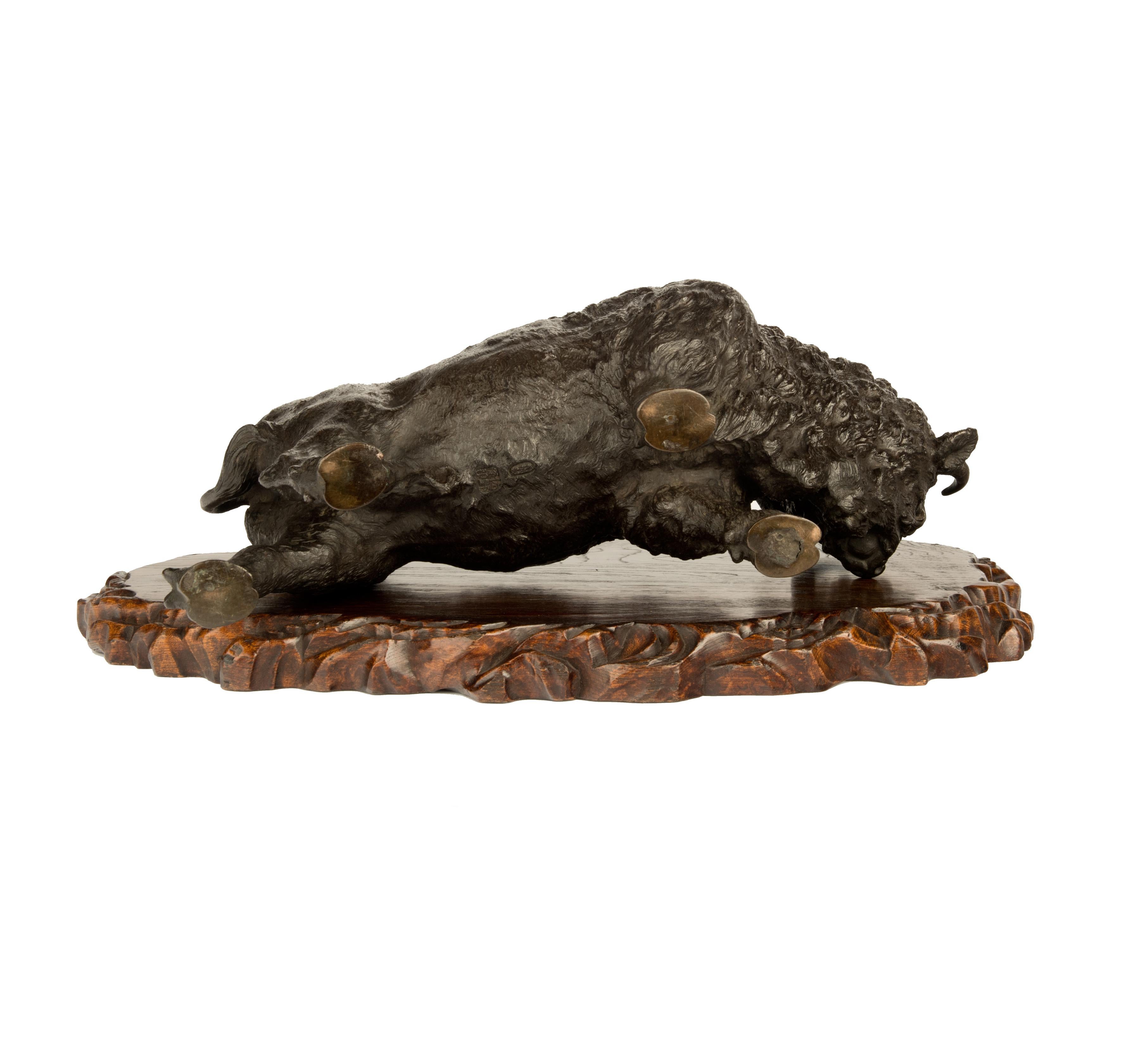 Large and Impressive Meiji Period Bronze Bison by Sano Takachika for the Kakuh For Sale 2