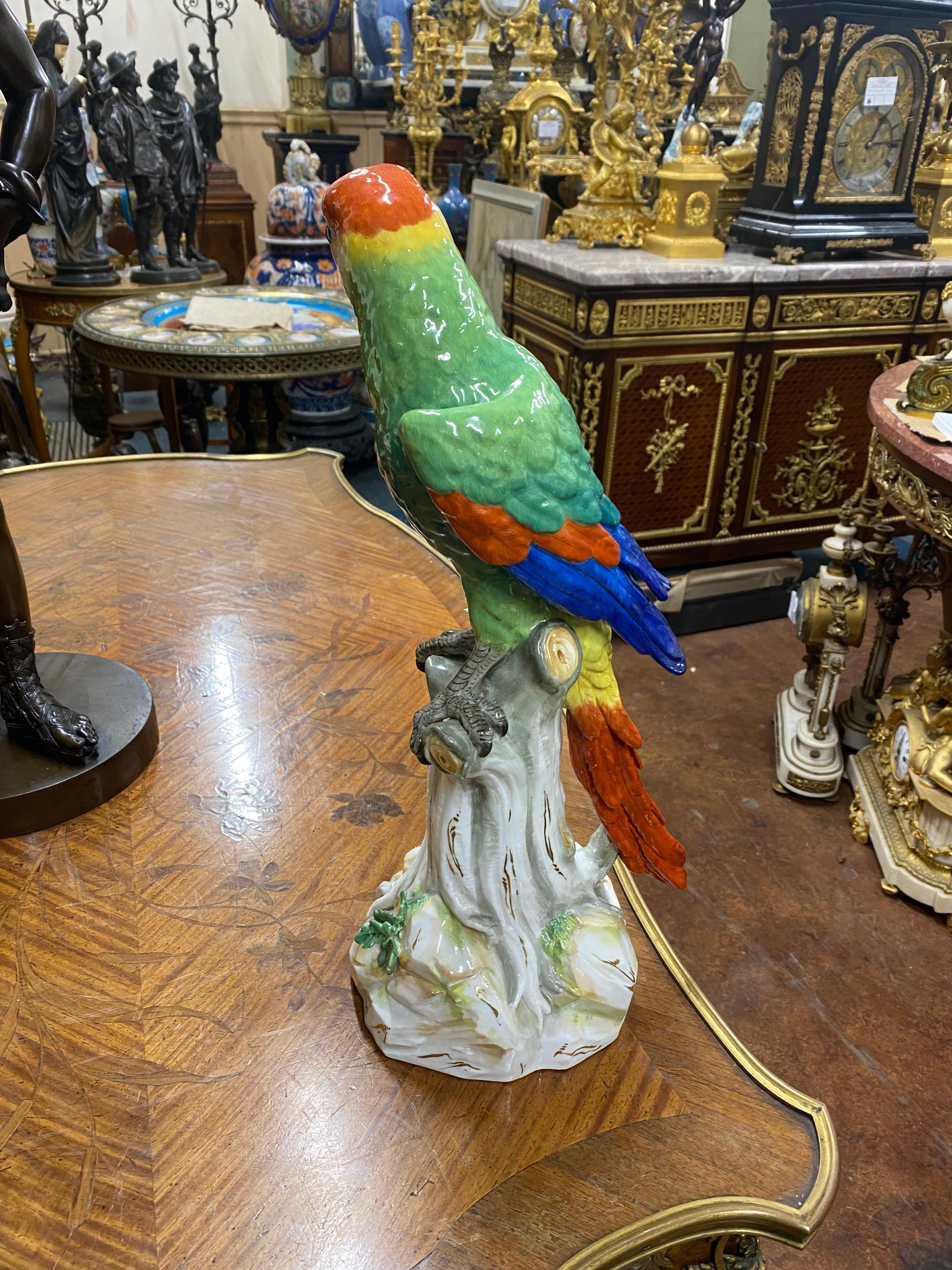 A large and impressive Meissen parrots, circa 1890, 43cm high In Good Condition In Brighton, Sussex