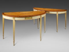 Large and Impressive Pair of 18th Century and Later Satinwood Console Tables