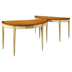 Large and Impressive Pair of 18th Century and Later Satinwood Console Tables