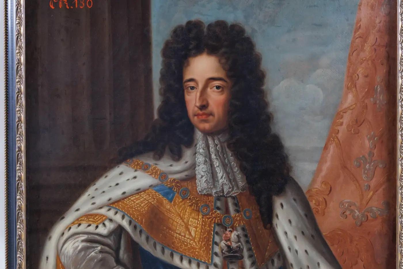 German A Large and Magnificent Oil On Canvas Painting of King William III (1672–1702) C For Sale