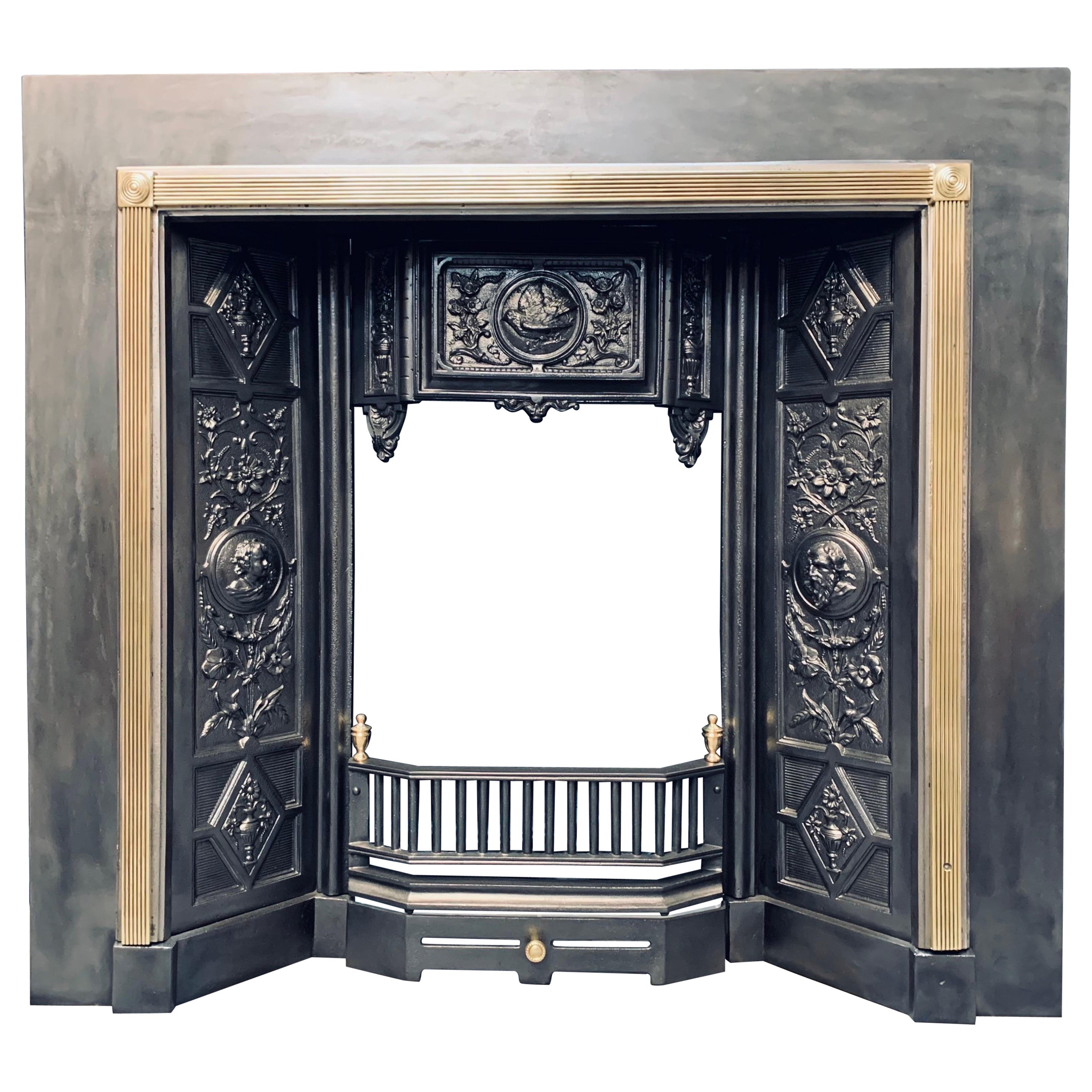 A large and Ornate 19th Century Victorian Scottish Cast Iron Fireplace Insert.