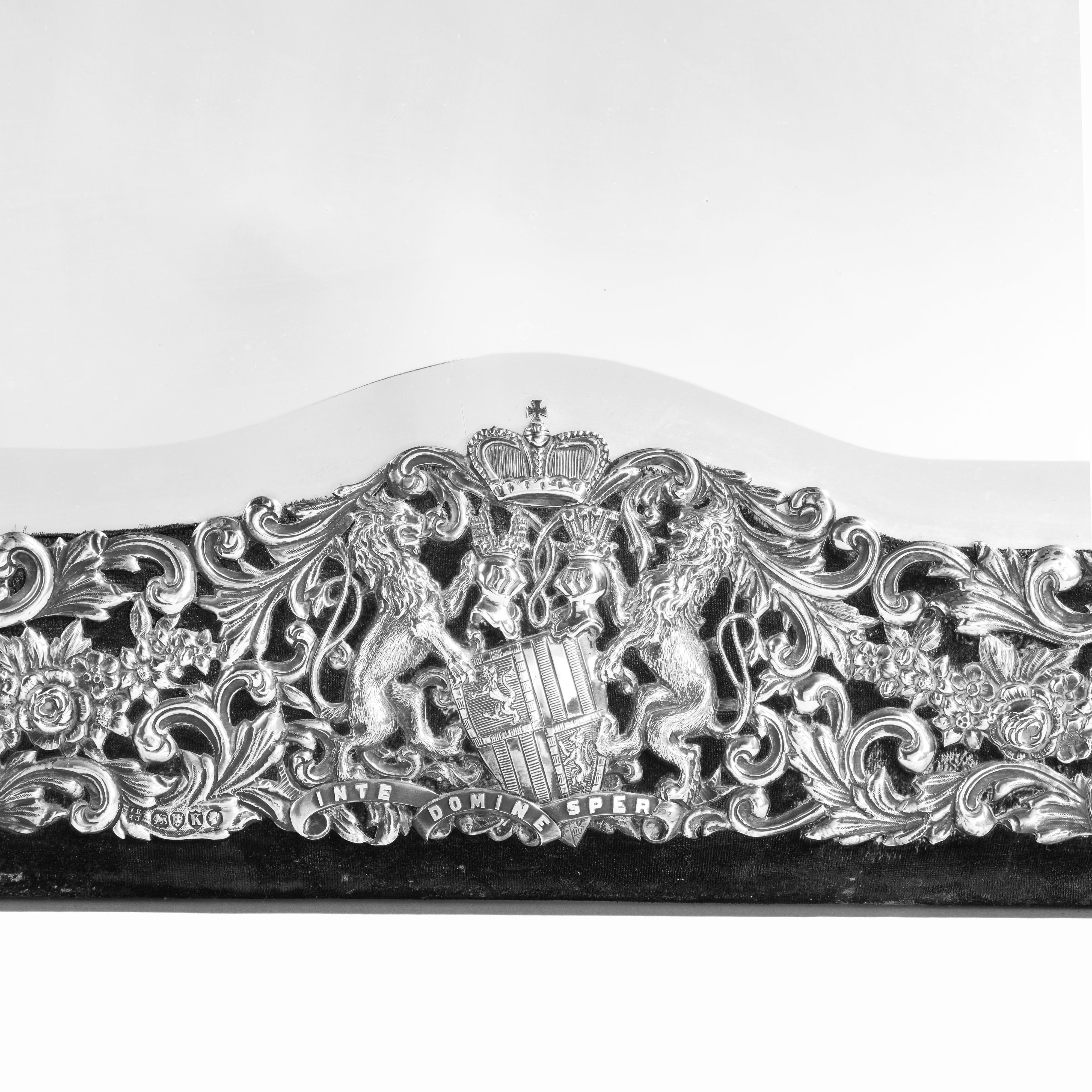 Large and Ornate Silver Table Mirror, a Royal Wedding Gift For Sale 5