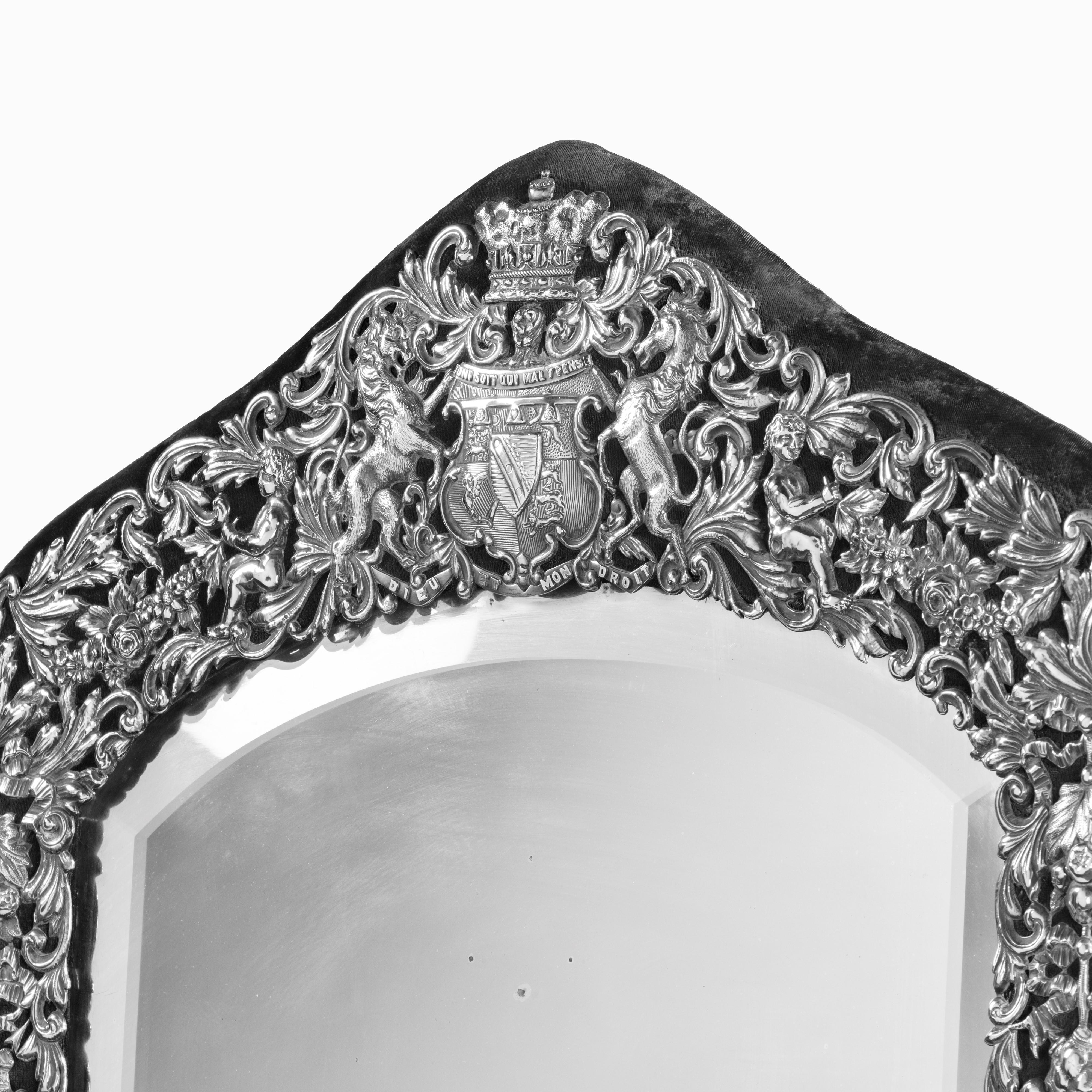 Large and Ornate Silver Table Mirror, a Royal Wedding Gift In Excellent Condition For Sale In Lymington, Hampshire