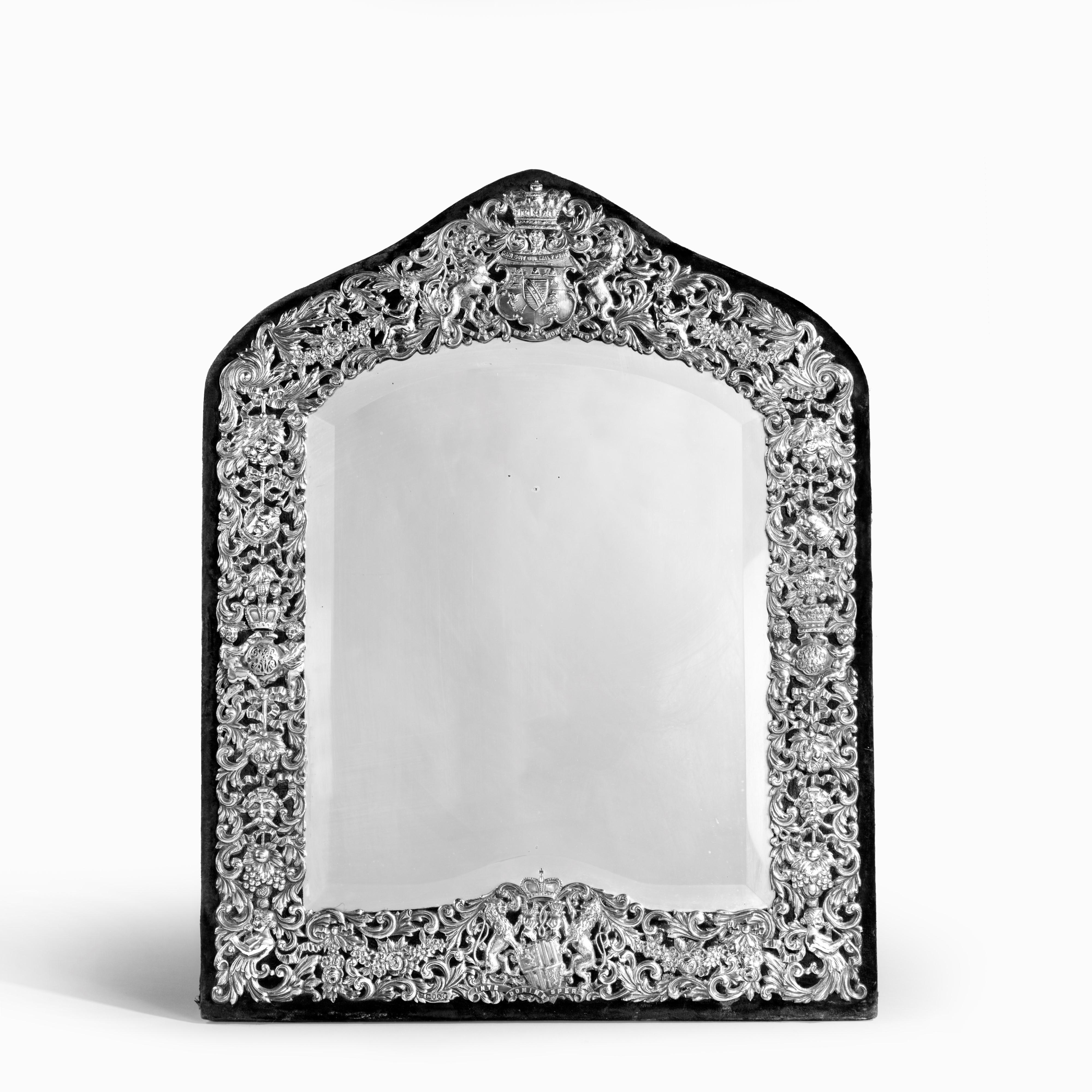 Large and Ornate Silver Table Mirror, a Royal Wedding Gift For Sale 3