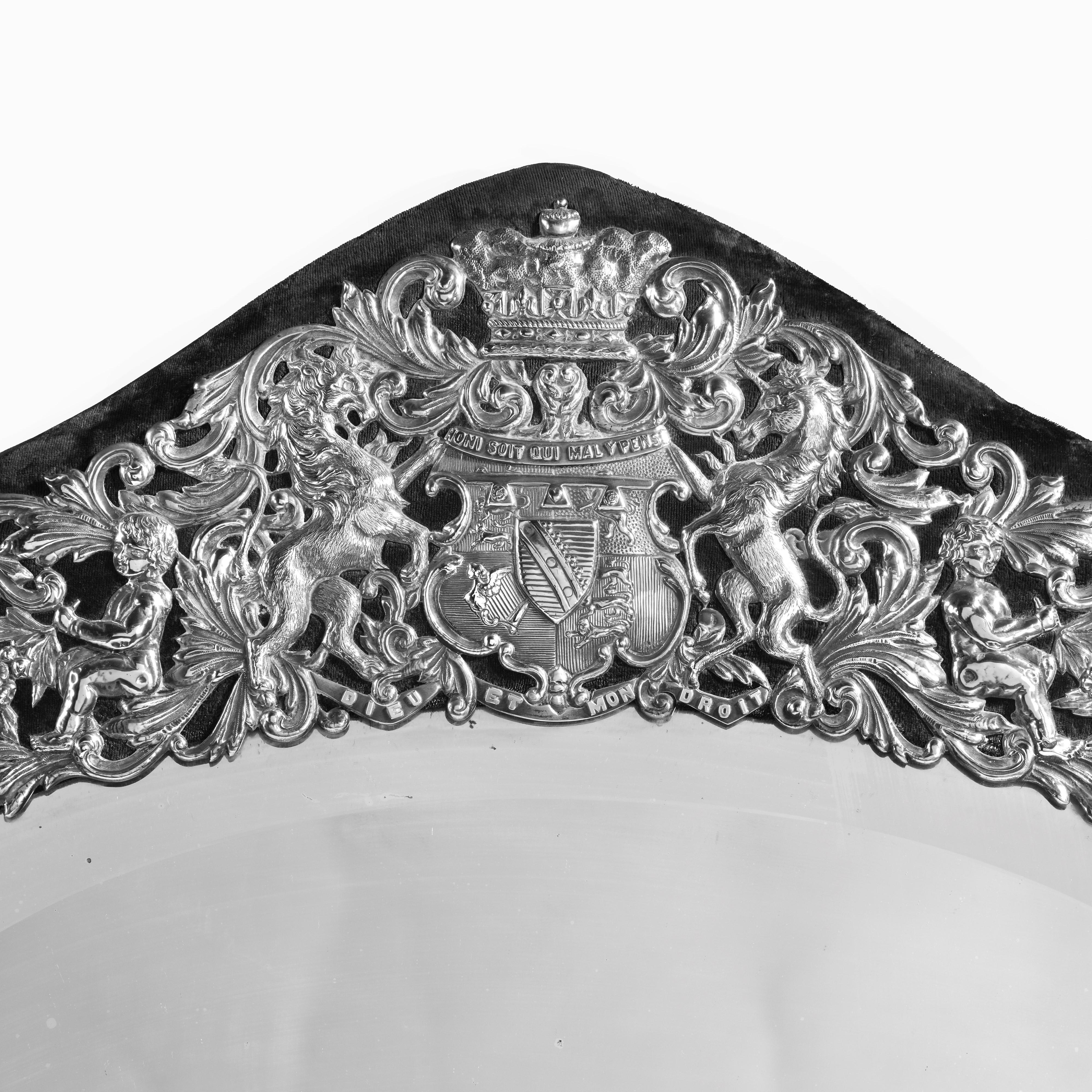 Large and Ornate Silver Table Mirror, a Royal Wedding Gift For Sale 4