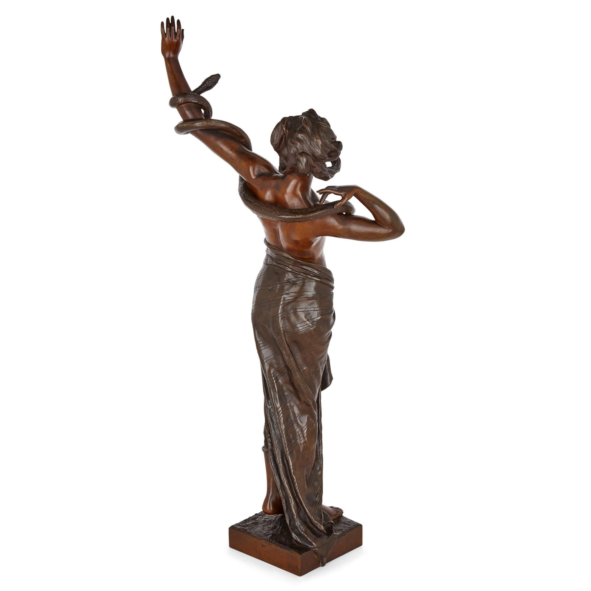 Art Deco Large and Rare Bronze Female Figure by Goldscheider For Sale
