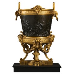 A Large and Rare Gilt and Patinated Bronze Jardiniere or Monumental Wine Cooler