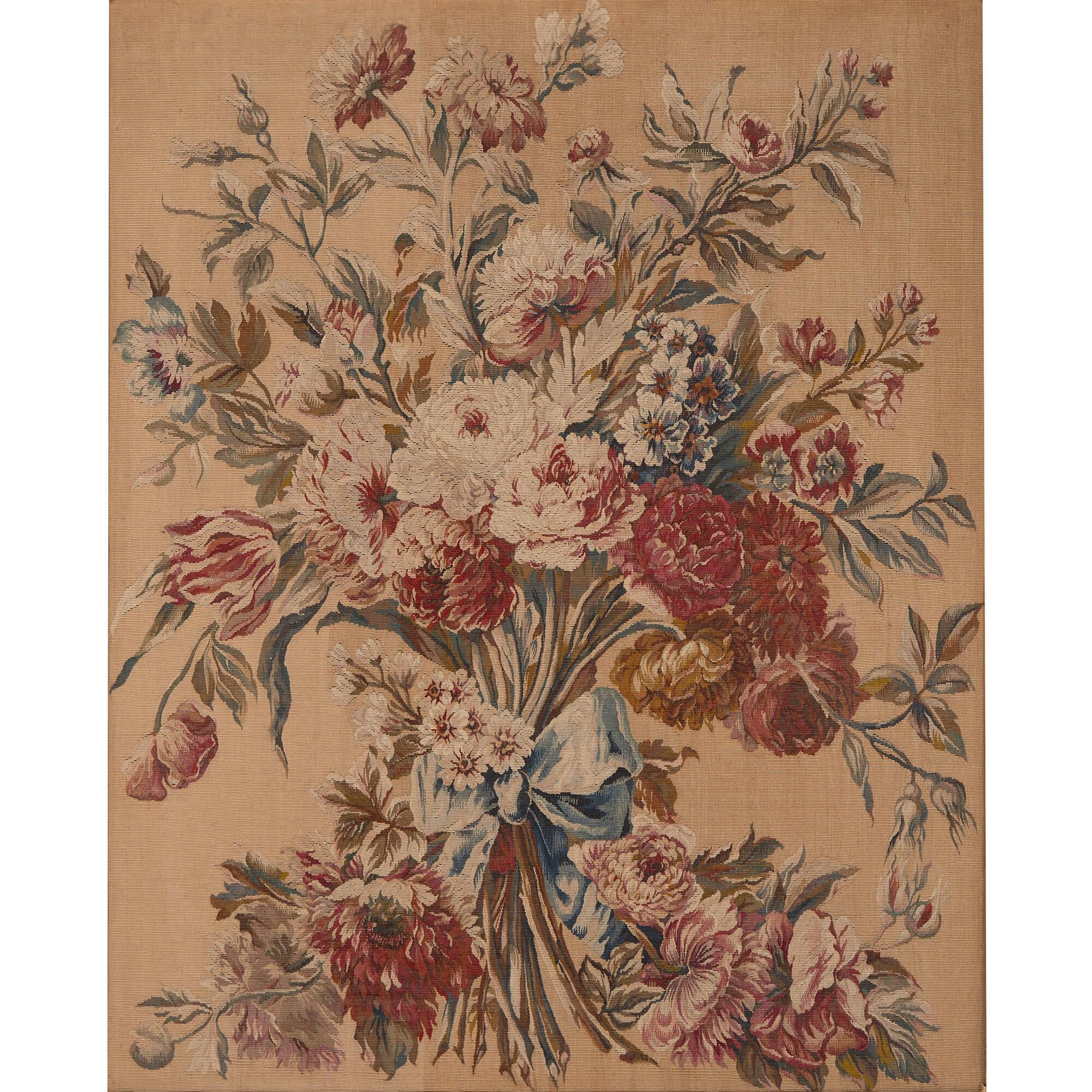 A large and rare Louis XV period frame Beauvais tapestry panel
French, circa 1760
Frame: Height 107cm, width 92cm, depth 8cm
Panel: Height 82cm, width 67cm

This superb piece is an exceptional Louis XV period tapestry panel, by the Manufacture