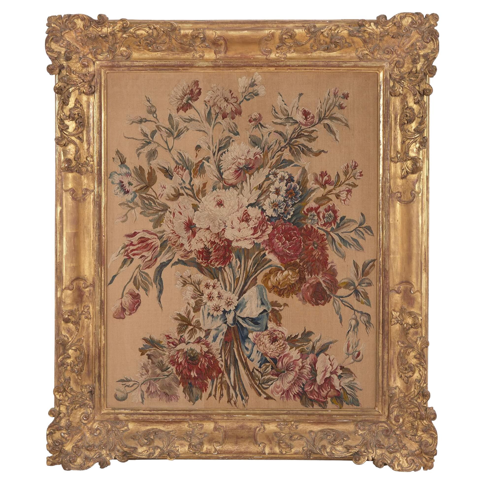 Large and Rare Louis XV Period Frame Beauvais Tapestry Panel, French, circa 1760 For Sale