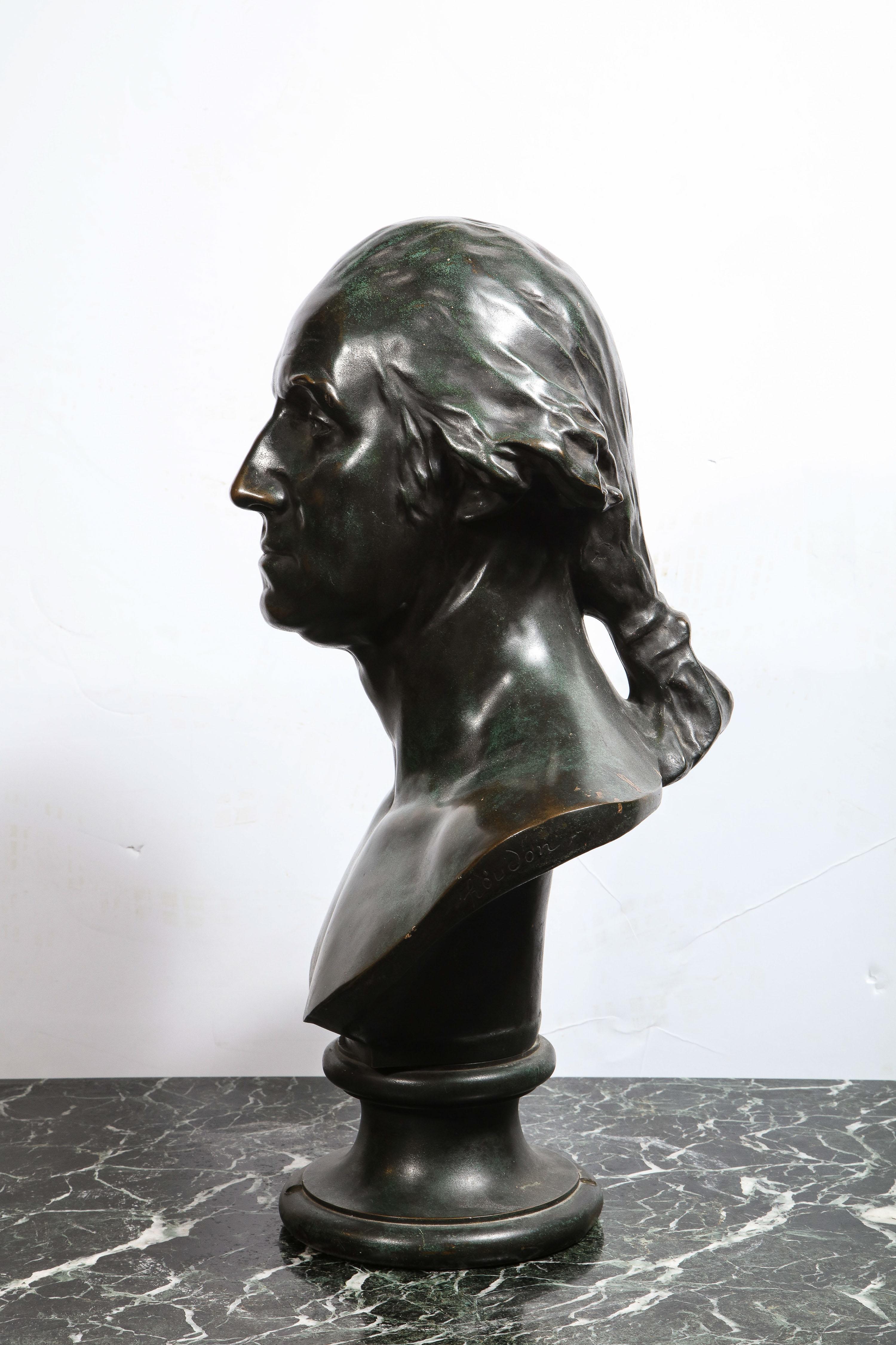 Bronze Grand et rare buste de George Washington en bronze patiné, par F. Barbedienne en vente