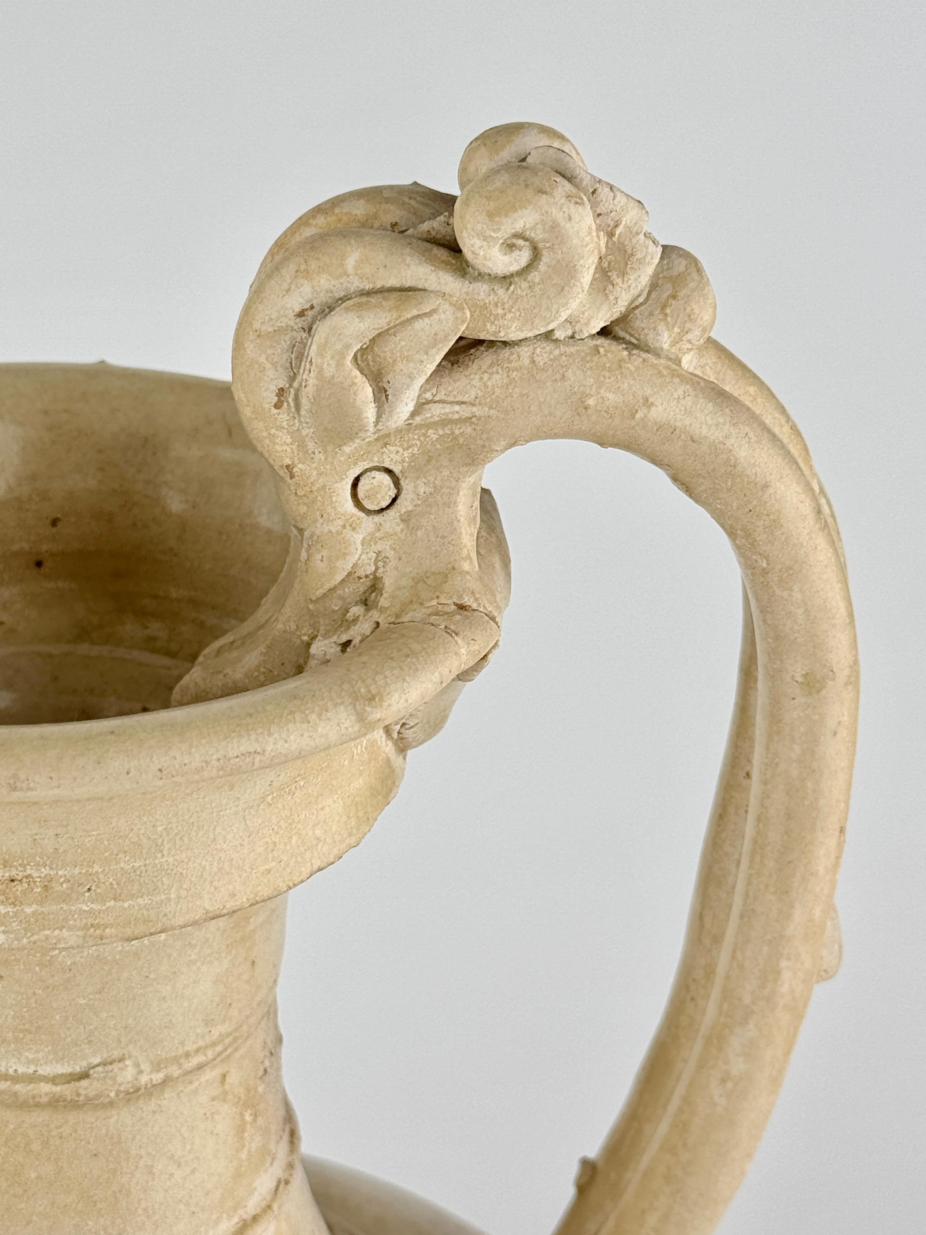 18th Century and Earlier A Large and Rare Straw-Glazed Pottery Amphora, Tang Dynasty For Sale