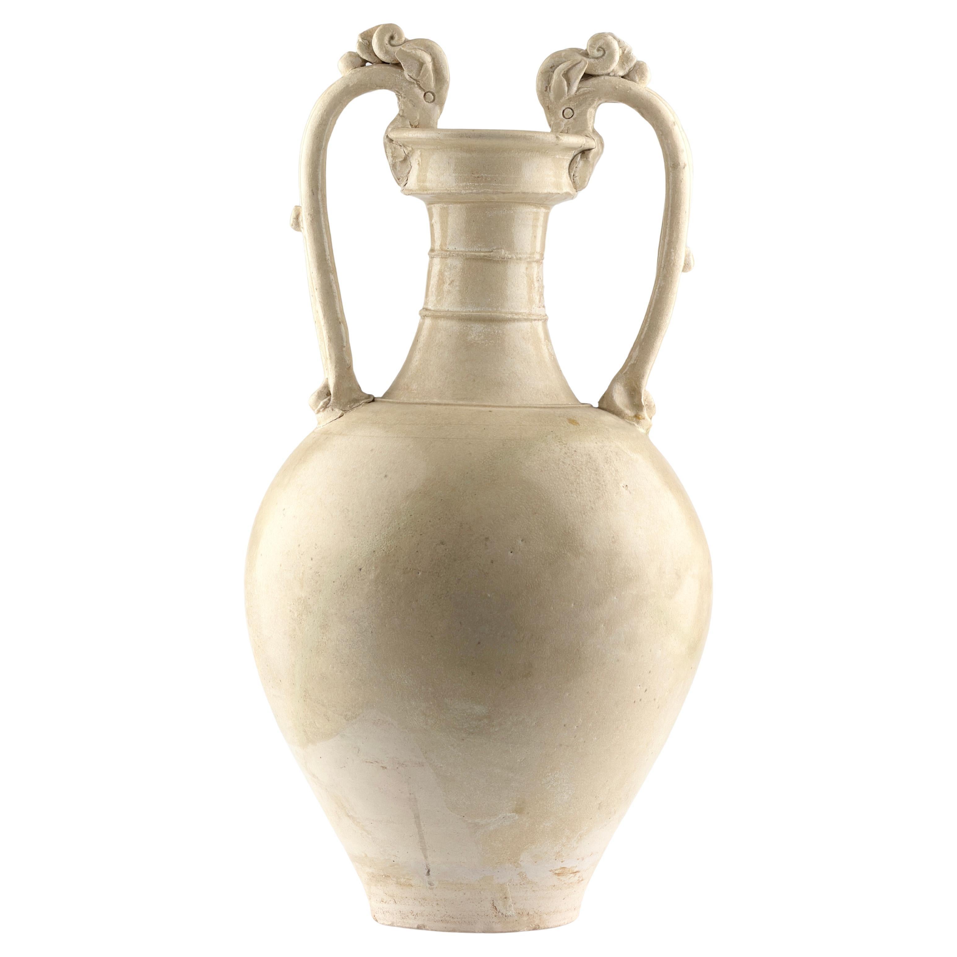 A Large and Rare Straw-Glazed Pottery Amphora, Tang Dynasty For Sale