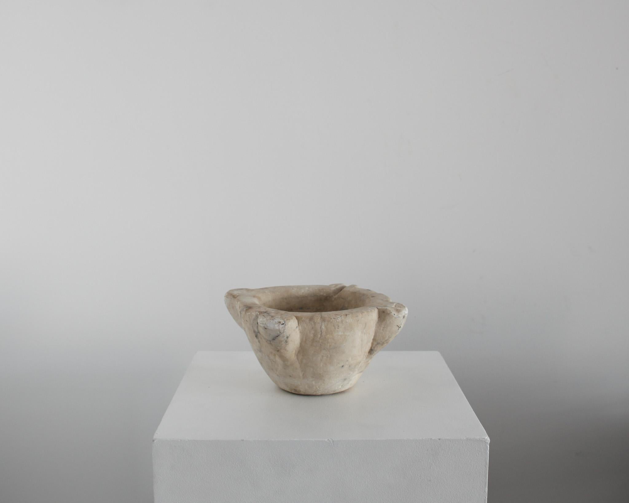 19th Century A Large And Simple Primitive Wabi Sabi Early 19Th C. Catalan Marble Mortar  