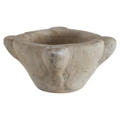 A Large And Simple Primitive Wabi Sabi Early 19Th C. Catalan Marble Mortar  