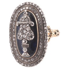 Georgian Blue Enamel and Diamond Ring