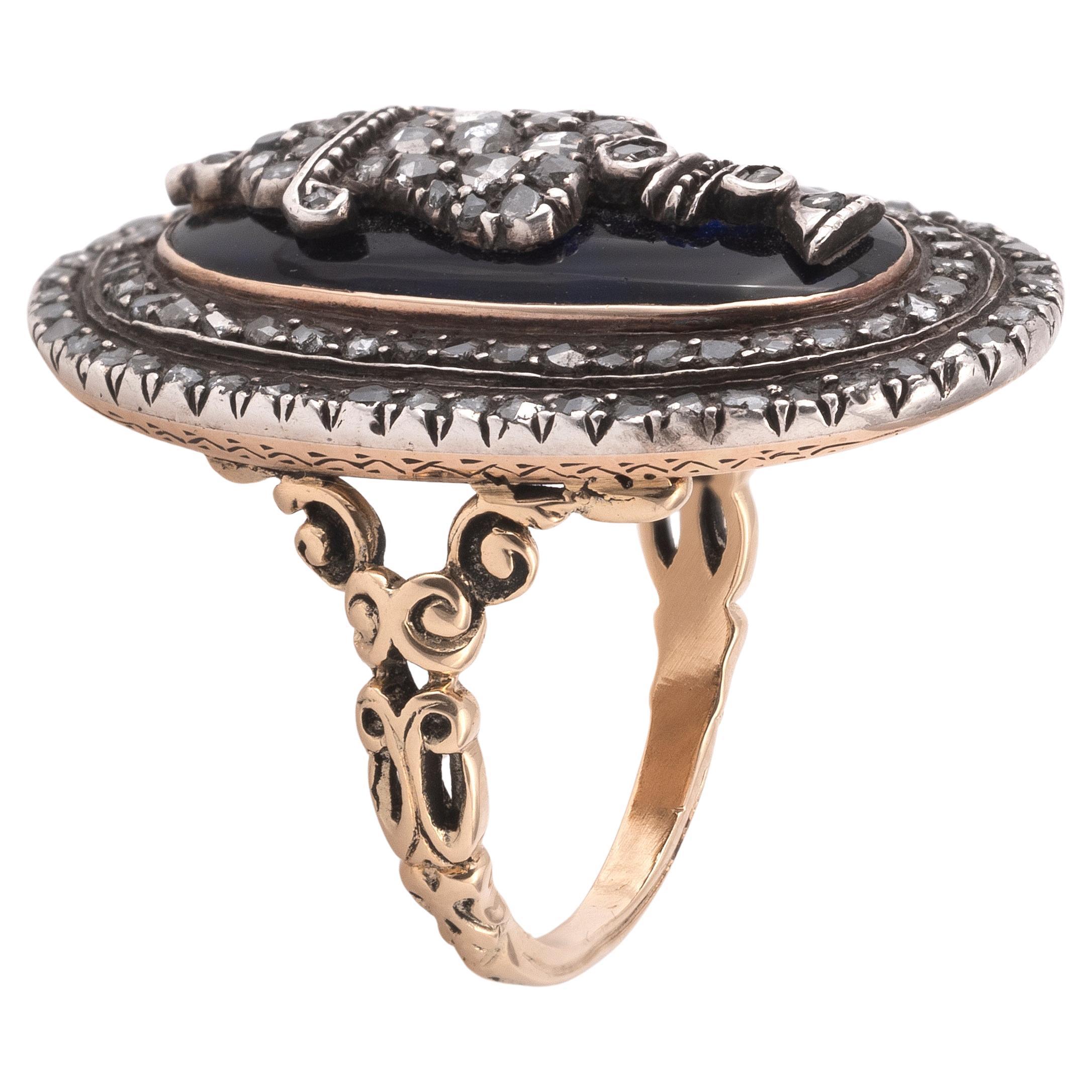 Georgien Grande bague urne géorgienne du 18ème siècle en diamant taillé en rose en vente