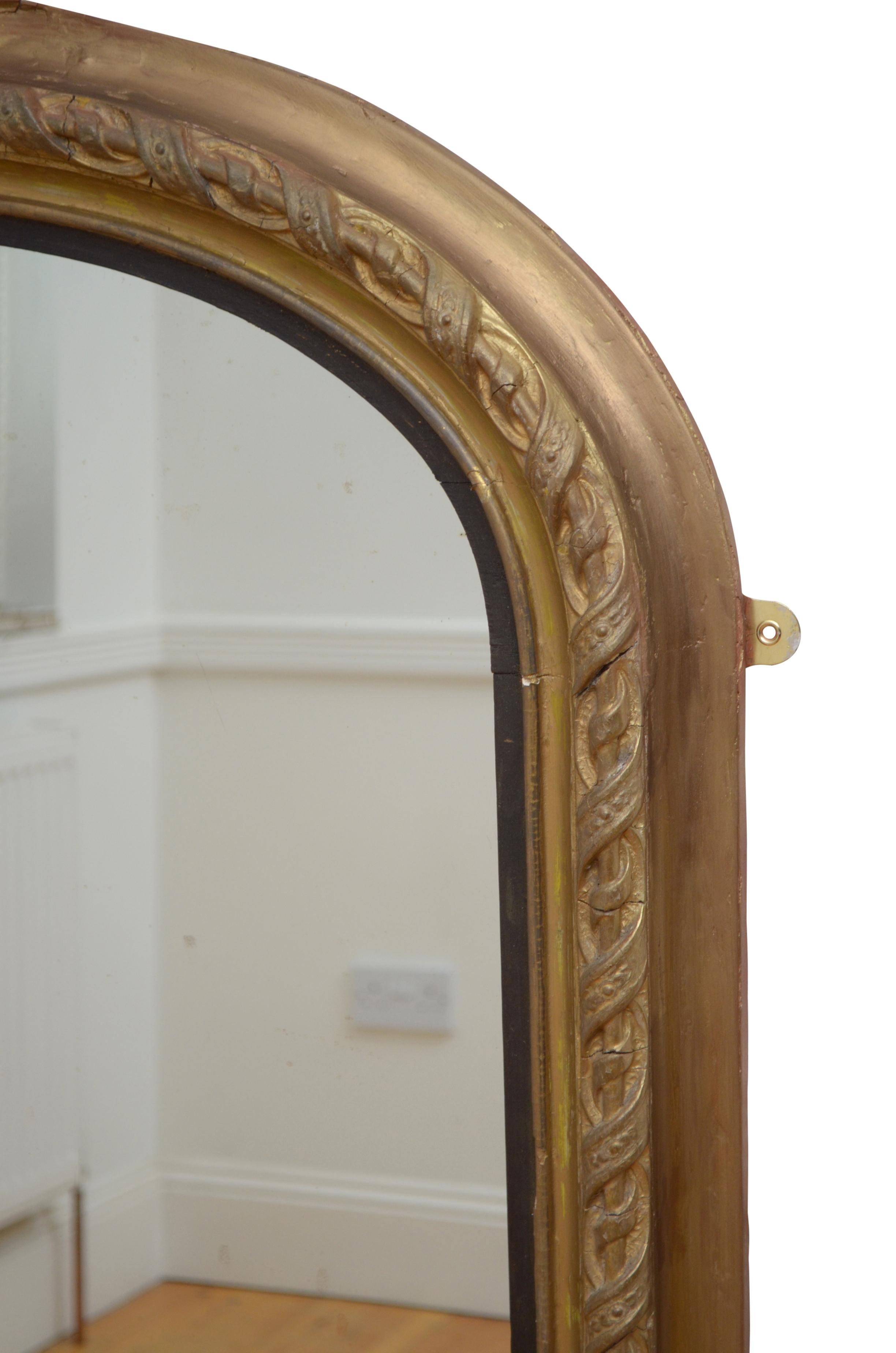 Großer antiker vergoldeter Wandspiegel des 19. Jahrhunderts, H155 cm, um 1860 im Angebot 4