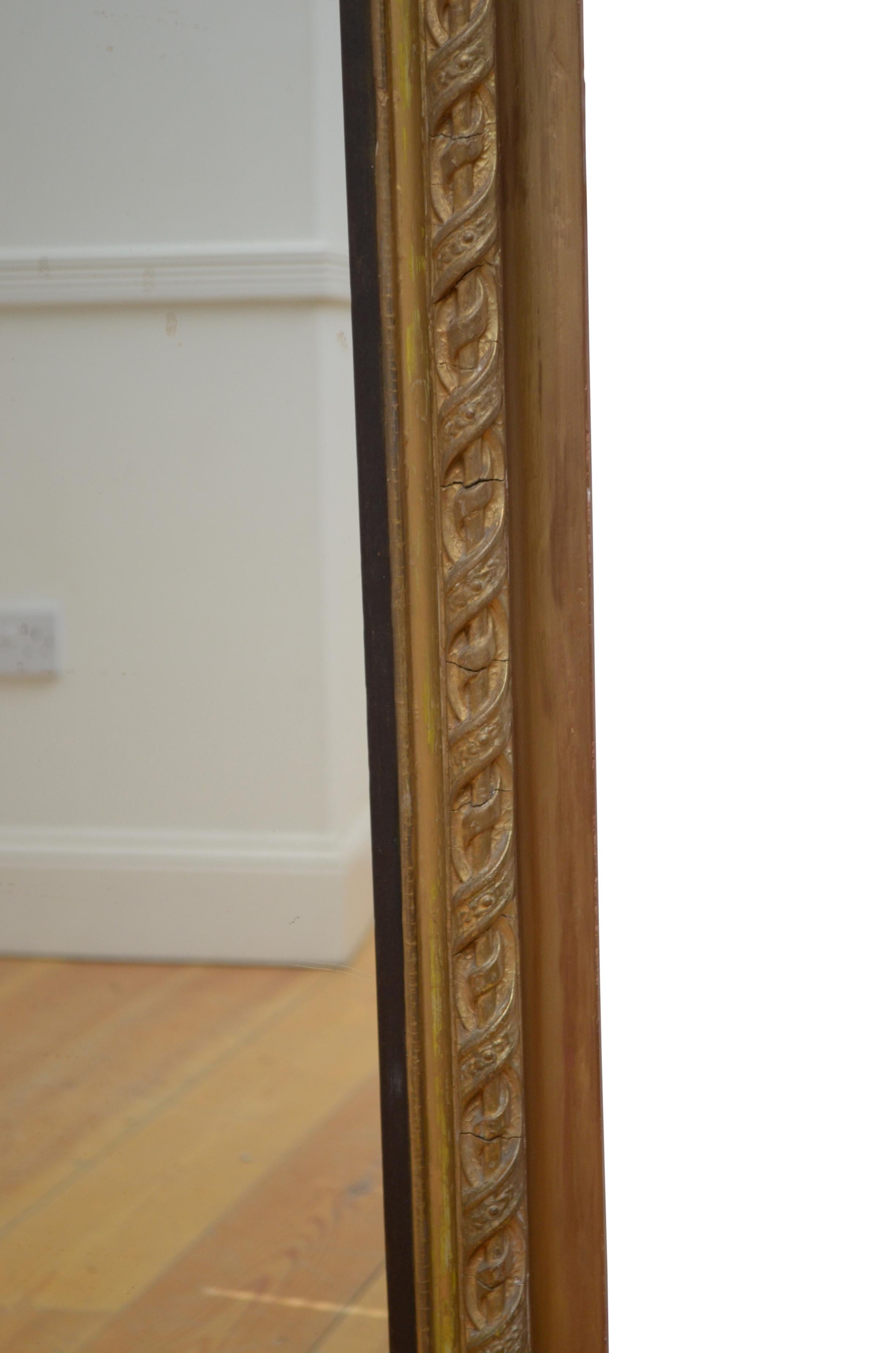 Großer antiker vergoldeter Wandspiegel des 19. Jahrhunderts, H155 cm, um 1860 im Angebot 5