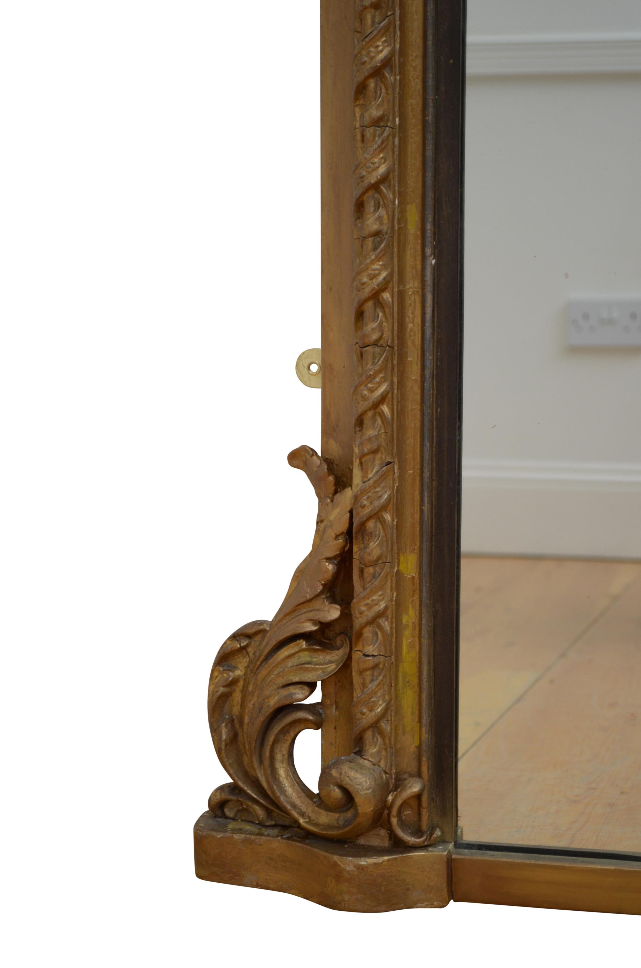 Großer antiker vergoldeter Wandspiegel des 19. Jahrhunderts, H155 cm, um 1860 im Zustand „Gut“ im Angebot in High Peak, GB