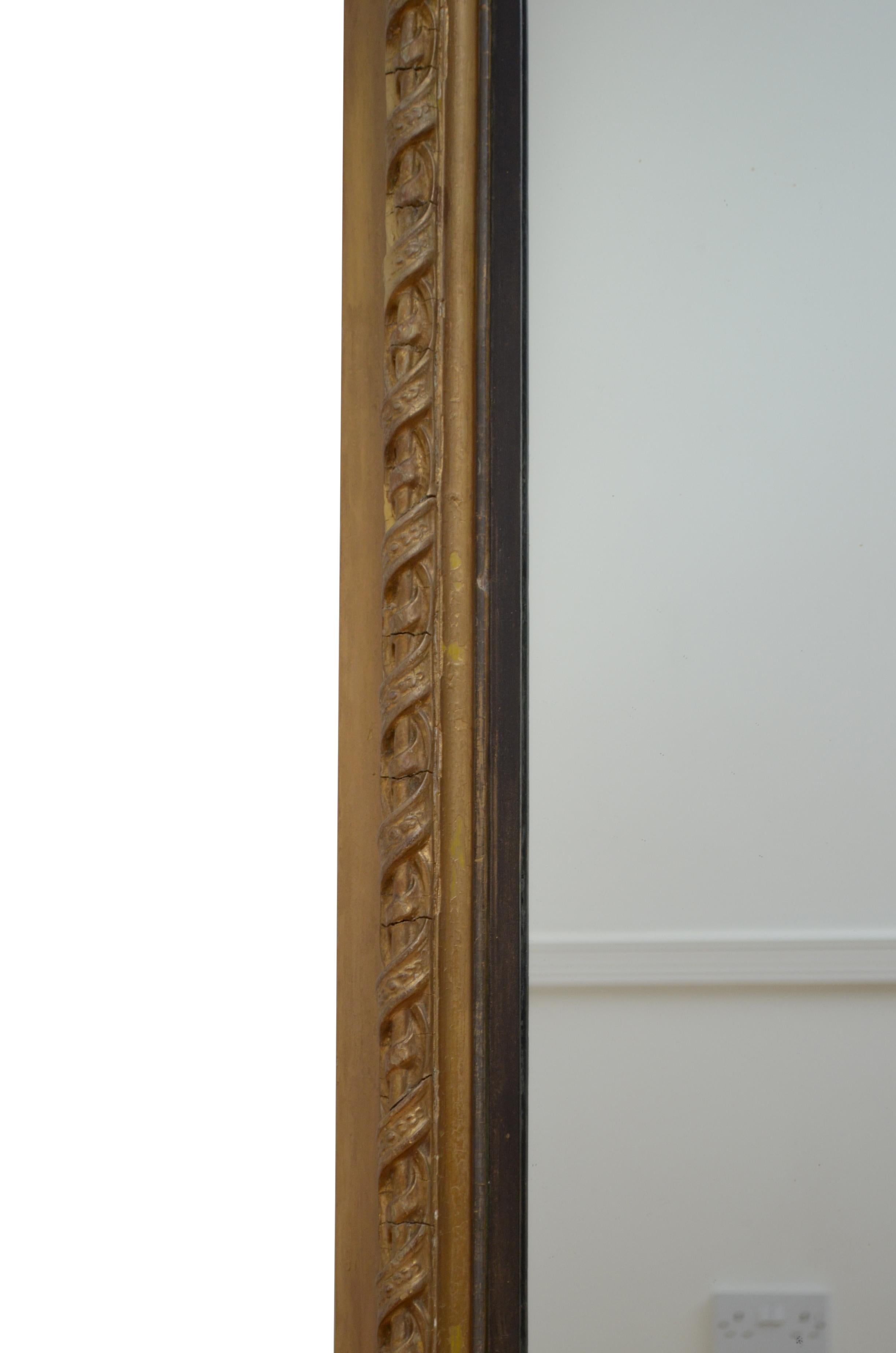 Großer antiker vergoldeter Wandspiegel des 19. Jahrhunderts, H155 cm, um 1860 (Strass) im Angebot