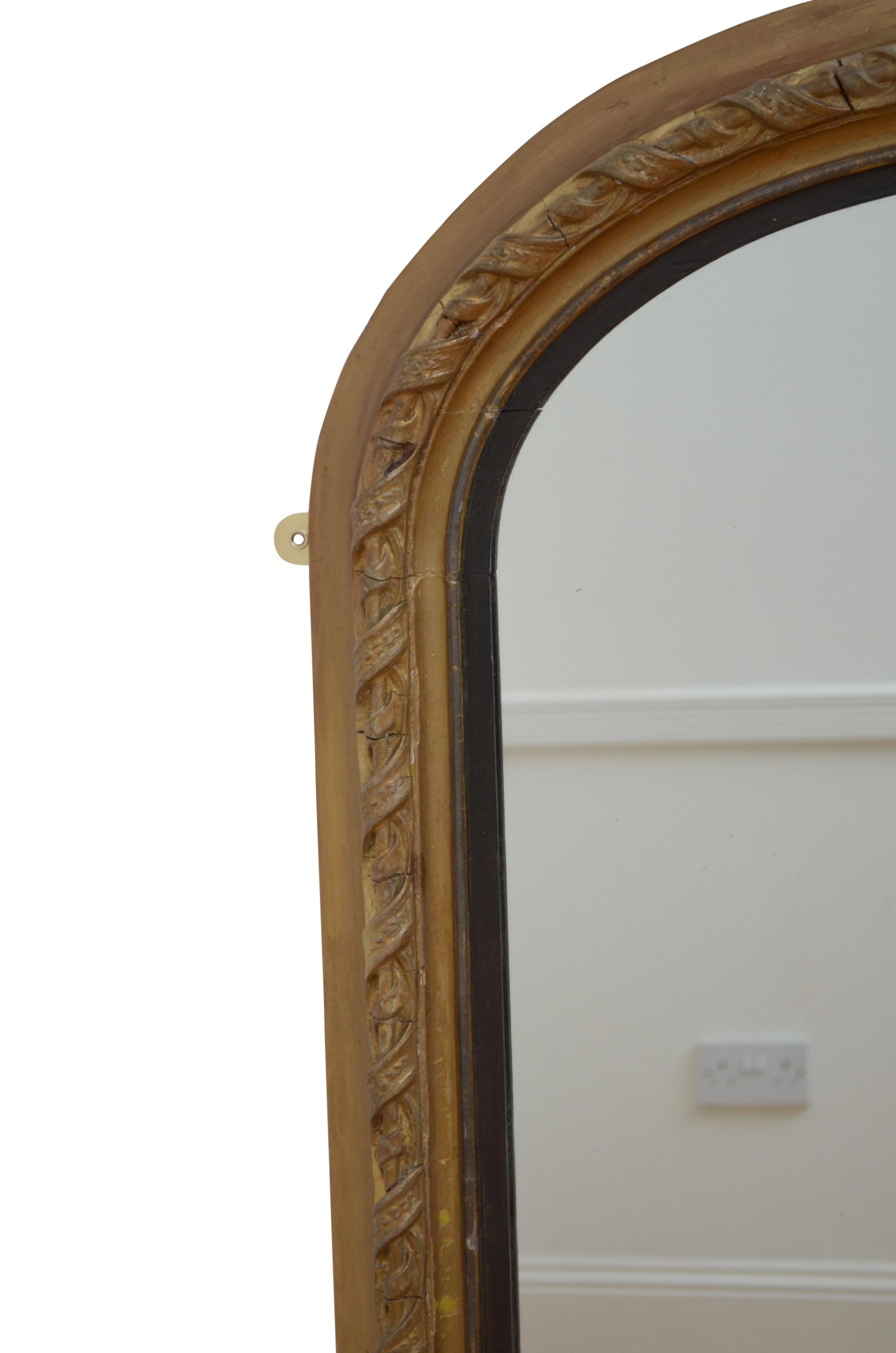 Großer antiker vergoldeter Wandspiegel des 19. Jahrhunderts, H155 cm, um 1860 im Angebot 1