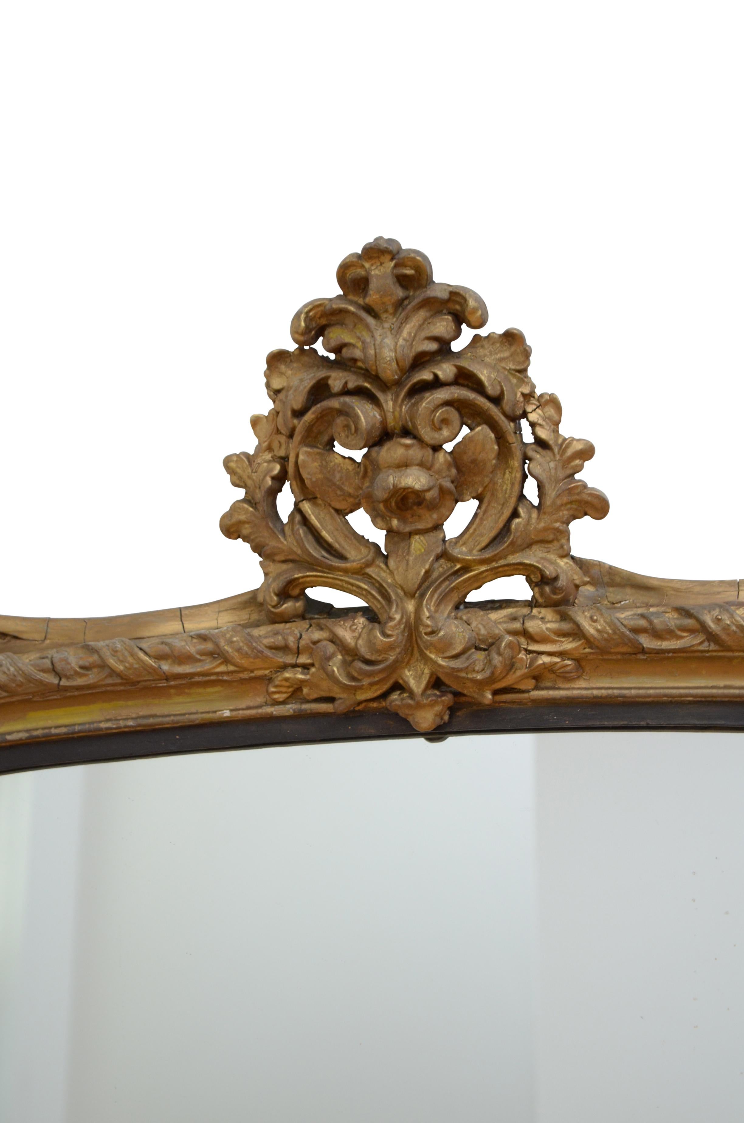 Großer antiker vergoldeter Wandspiegel des 19. Jahrhunderts, H155 cm, um 1860 im Angebot 3