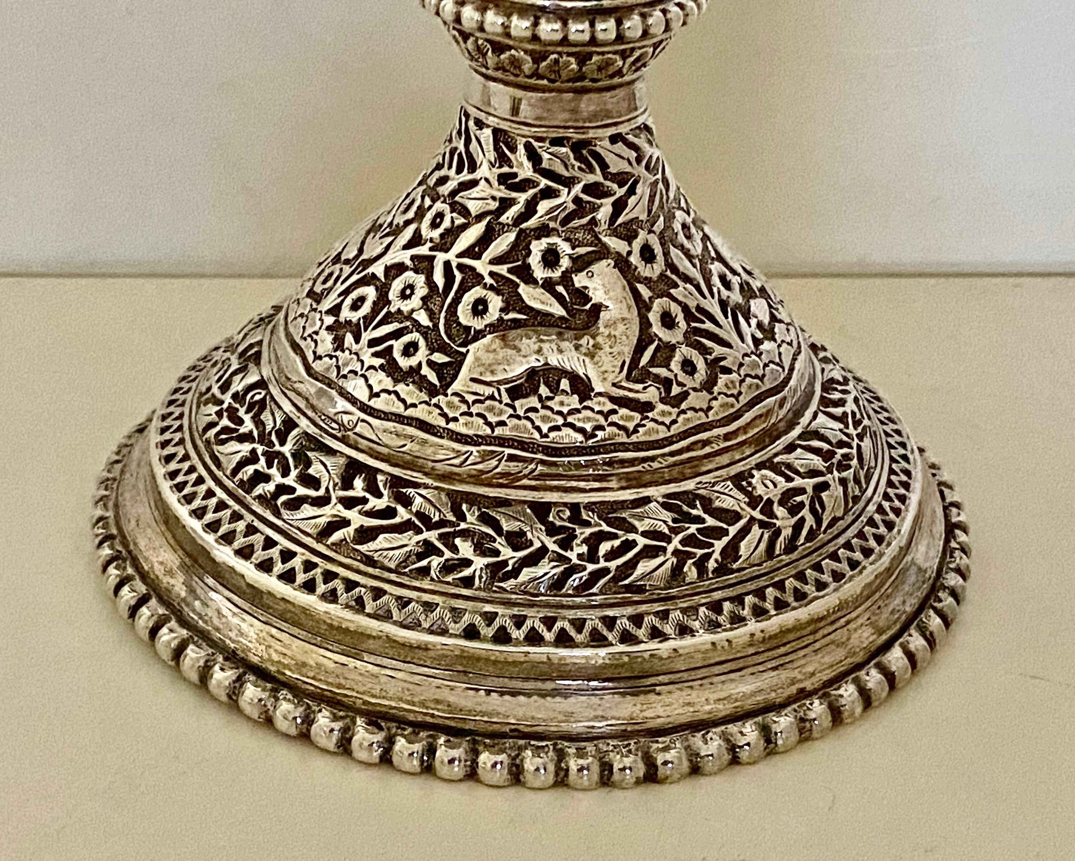 Sterling Silver Large Antique 19th Century Indian Solid Silver Kutch Trophy Cup For Sale