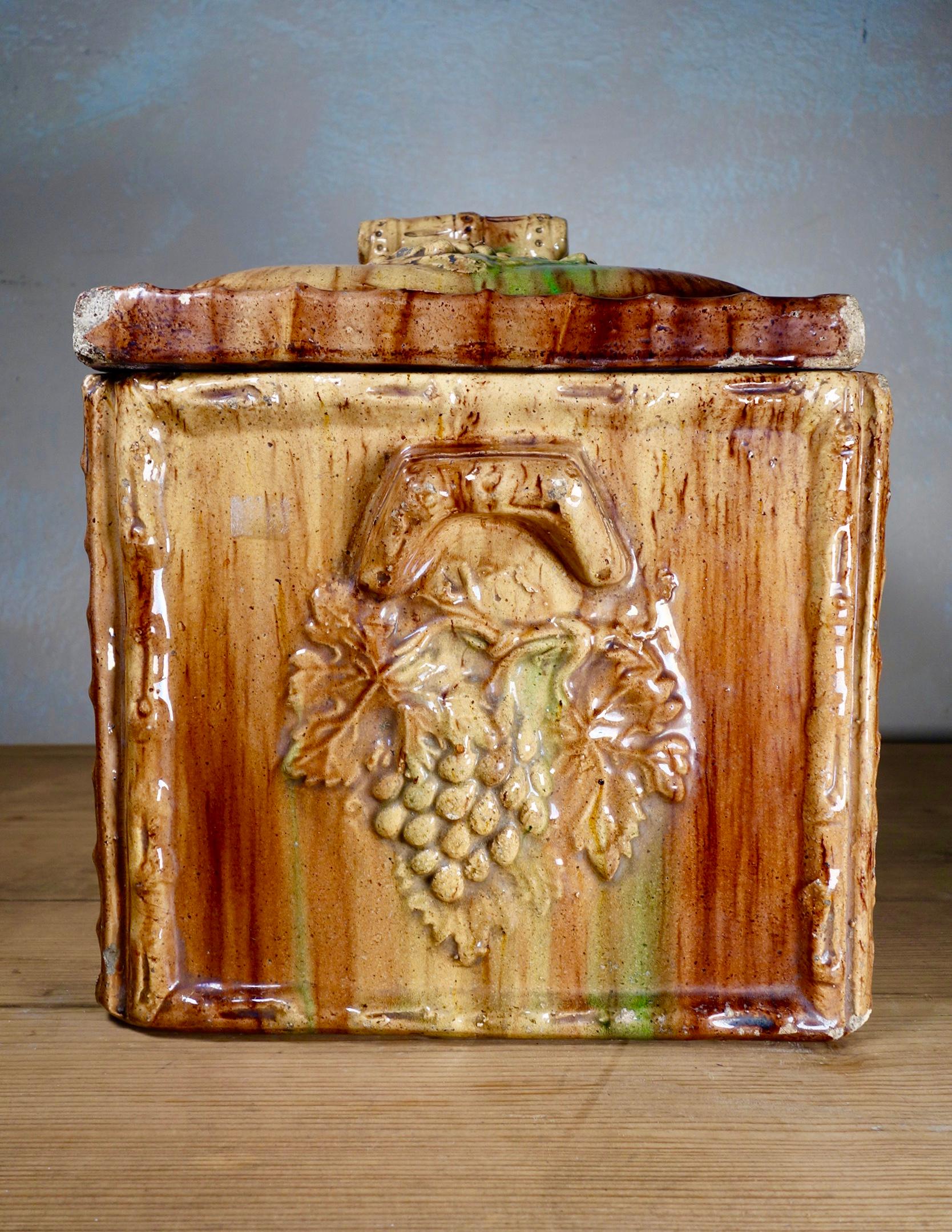 Large Antique 19th Century Scottish Earthenware Majolica Bread Box Ceramic 3