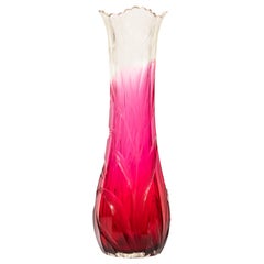 A Large Antique Art Nouveau Austrian Moser Cranberry to Clear Crystal Vase