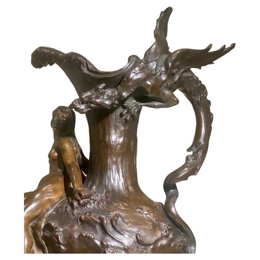 A Large Antique Art Nouveau French Bronze Ewer by Marcel Debut Circa 1900 1