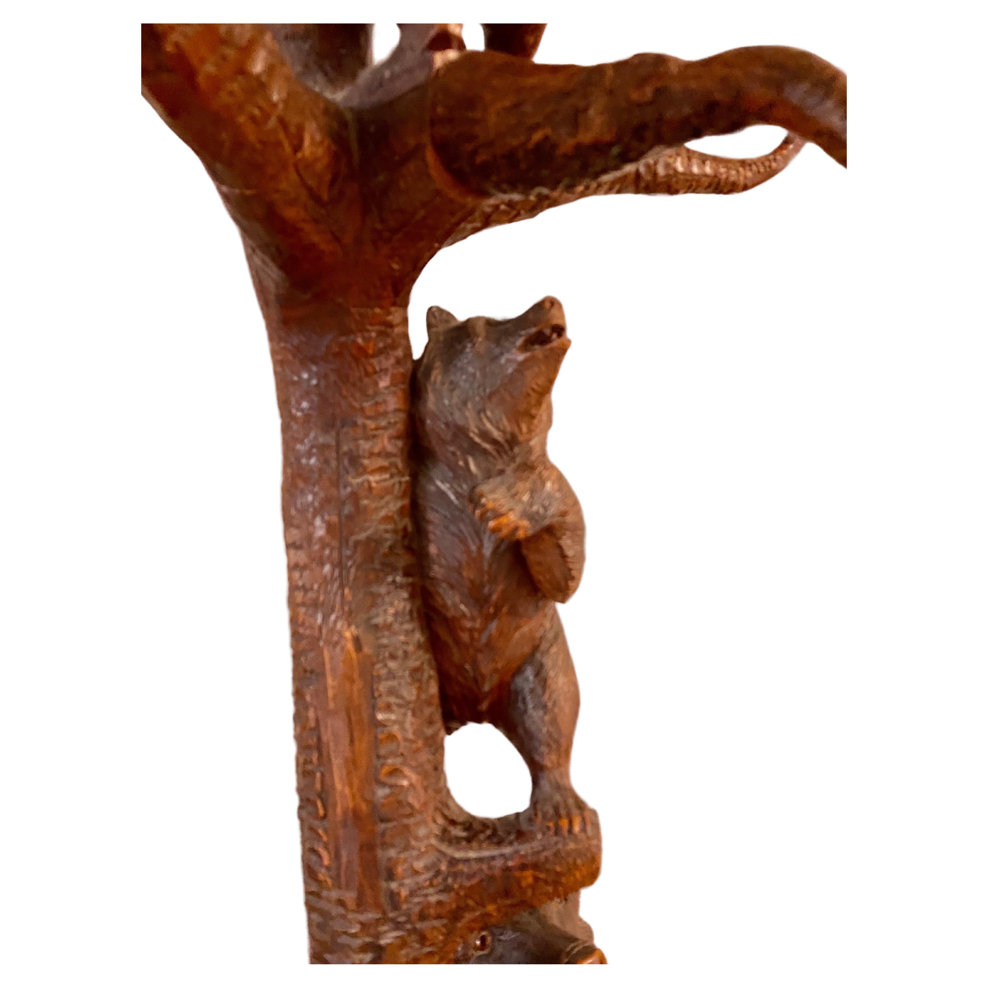A Large Antique 'Black Forest' carved wood Bear Hall Coat Stick Stand Circa 1880 For Sale 1