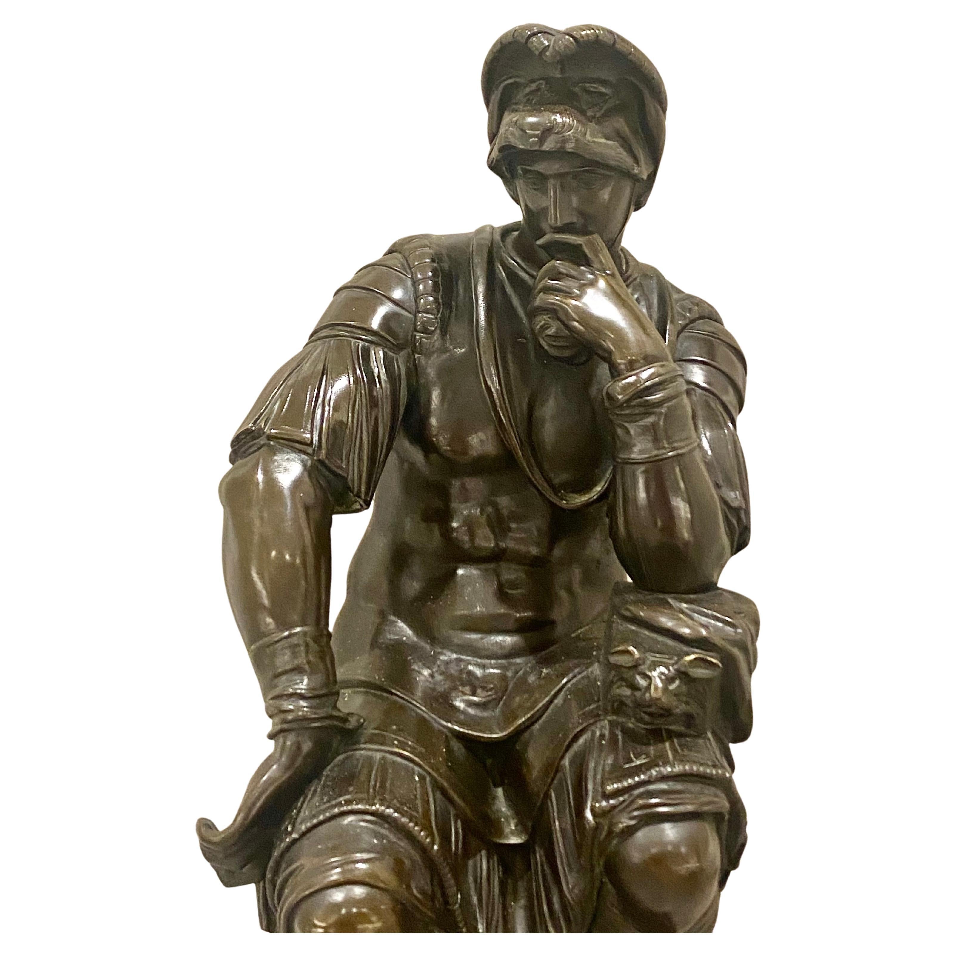 Large Antique Bronze Statue of Lorenzo De Medici, circa 19th Century Signed 1