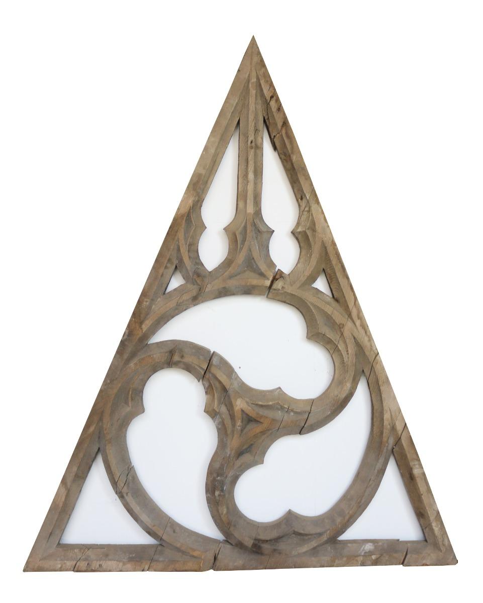 A hand carved pine tracery panel.

Measurements are excluding a temporary frame. (frame not shown in images).

Carved with quatrefoil, cusp and mouchette decoration. Carved one side only.