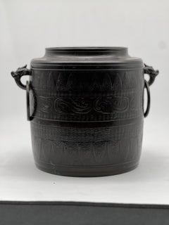 A LARGE ANTIQUE CHINESE ARCHAIC BRONZE CENSER BOWL 19th C