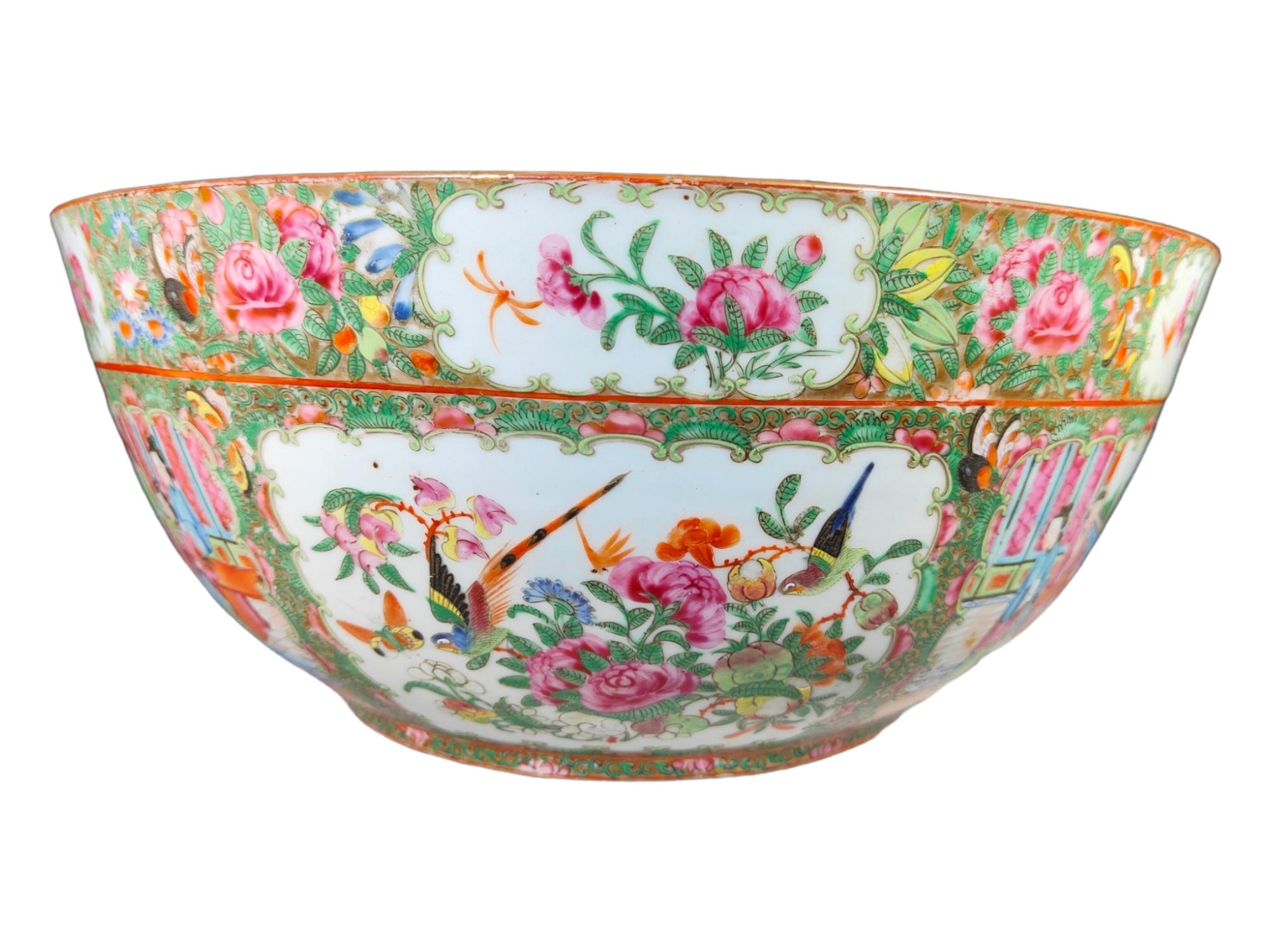 Large Antique Chinese Porcelain Punch Bowl xix Th For Sale 8