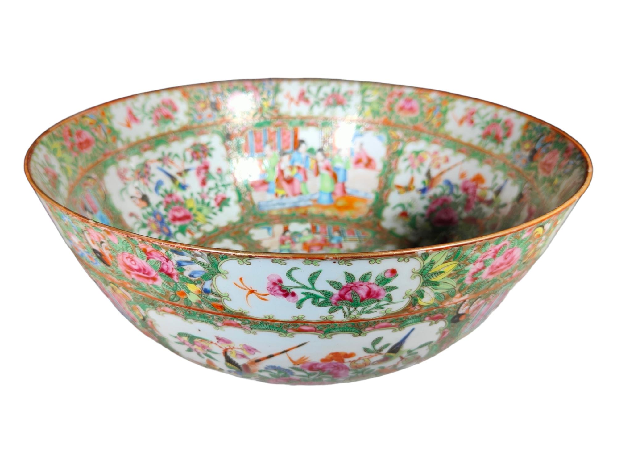 Large Antique Chinese Porcelain Punch Bowl xix Th For Sale 9