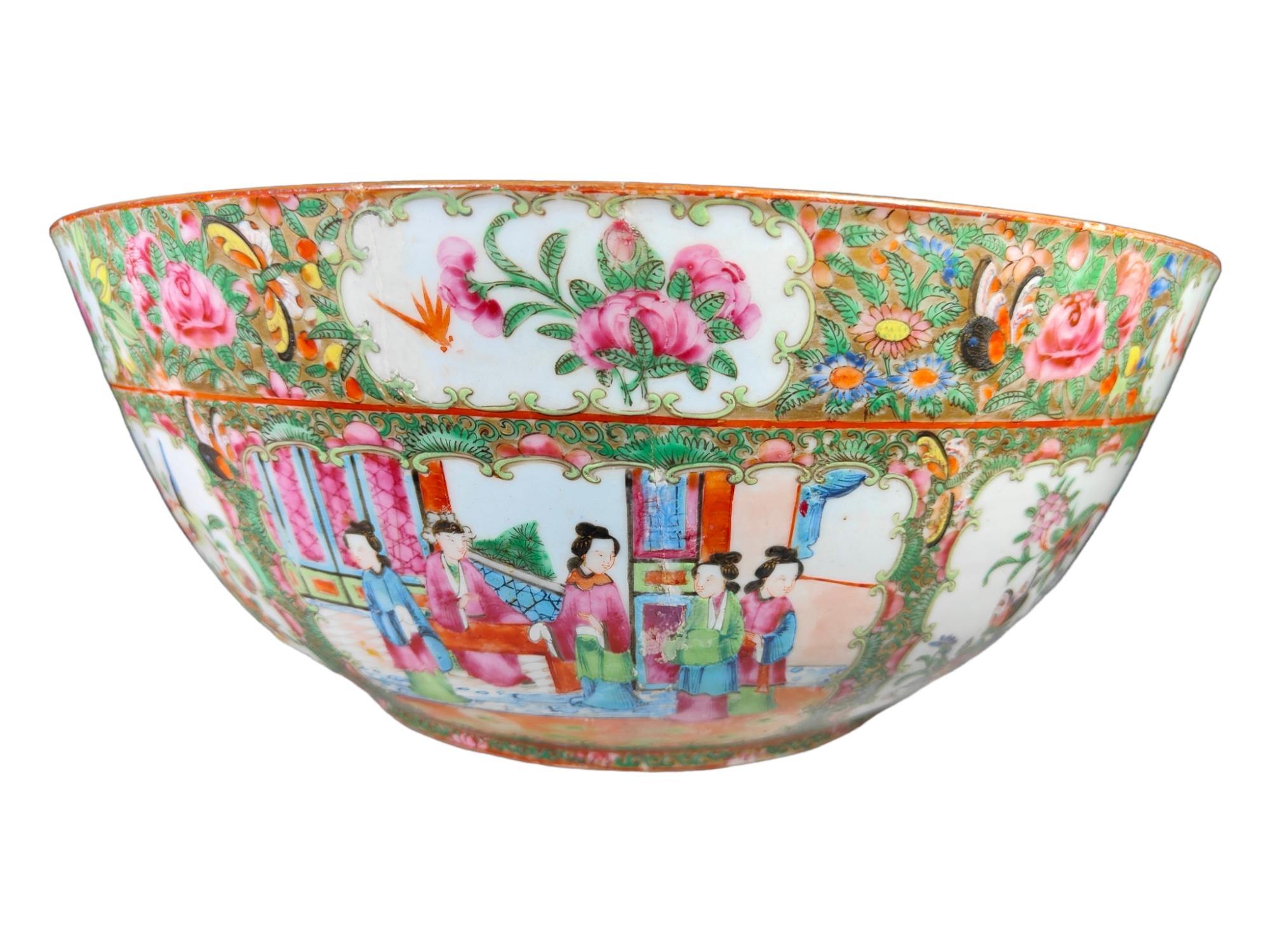 Chinese Export Large Antique Chinese Porcelain Punch Bowl xix Th For Sale