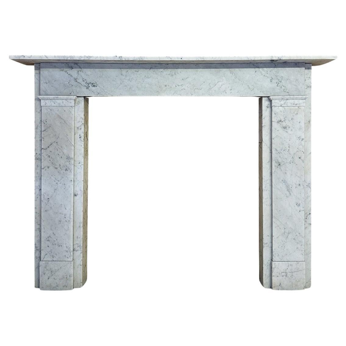 A large Antique English Carrara Marble Fireplace Mantel  For Sale