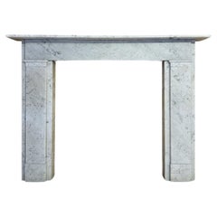 A large Antique English Carrara Marble Fireplace Mantel