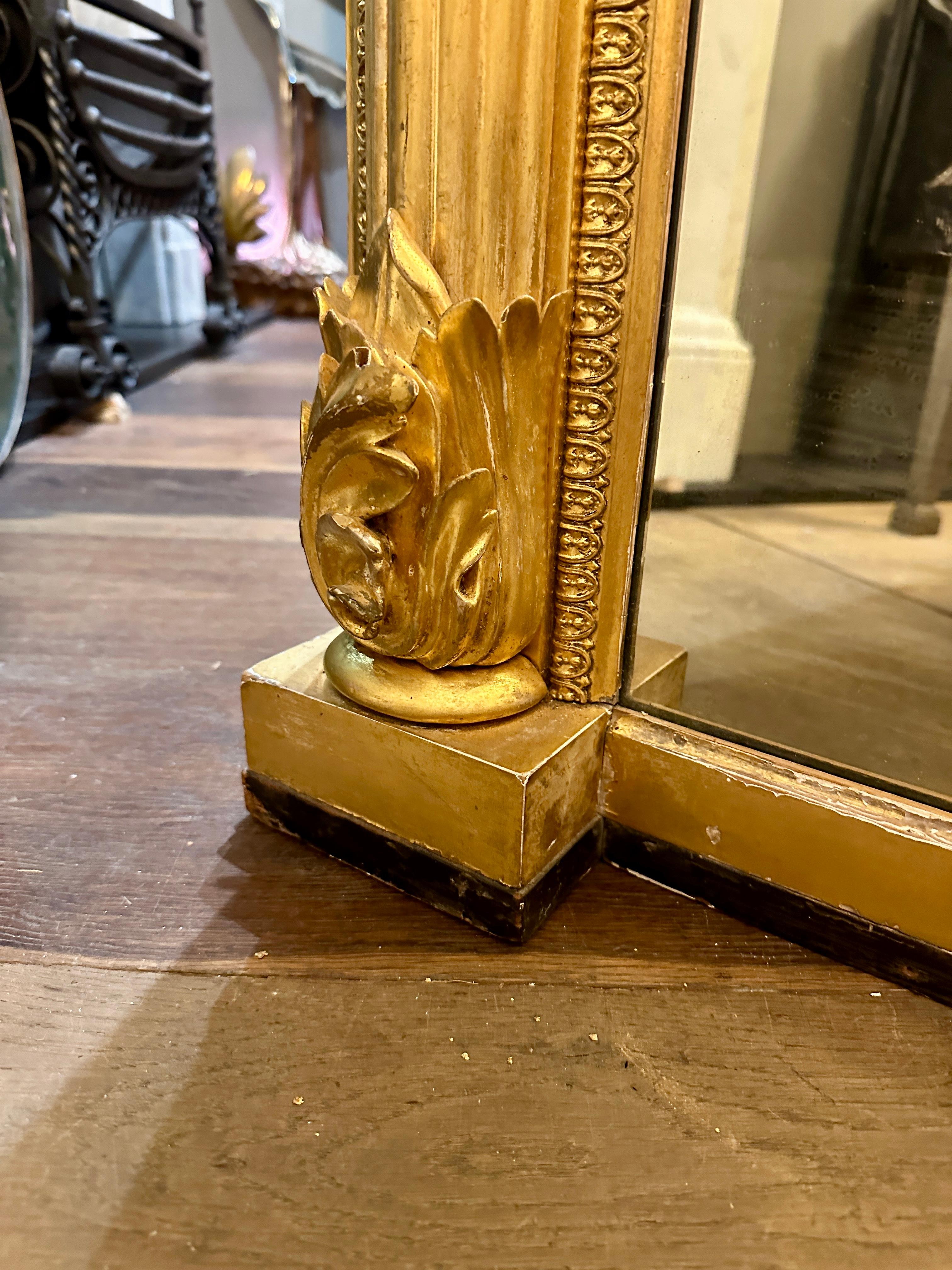 A Large  Antique English Regency Gold Gilt wood Overmantel Mirror 4