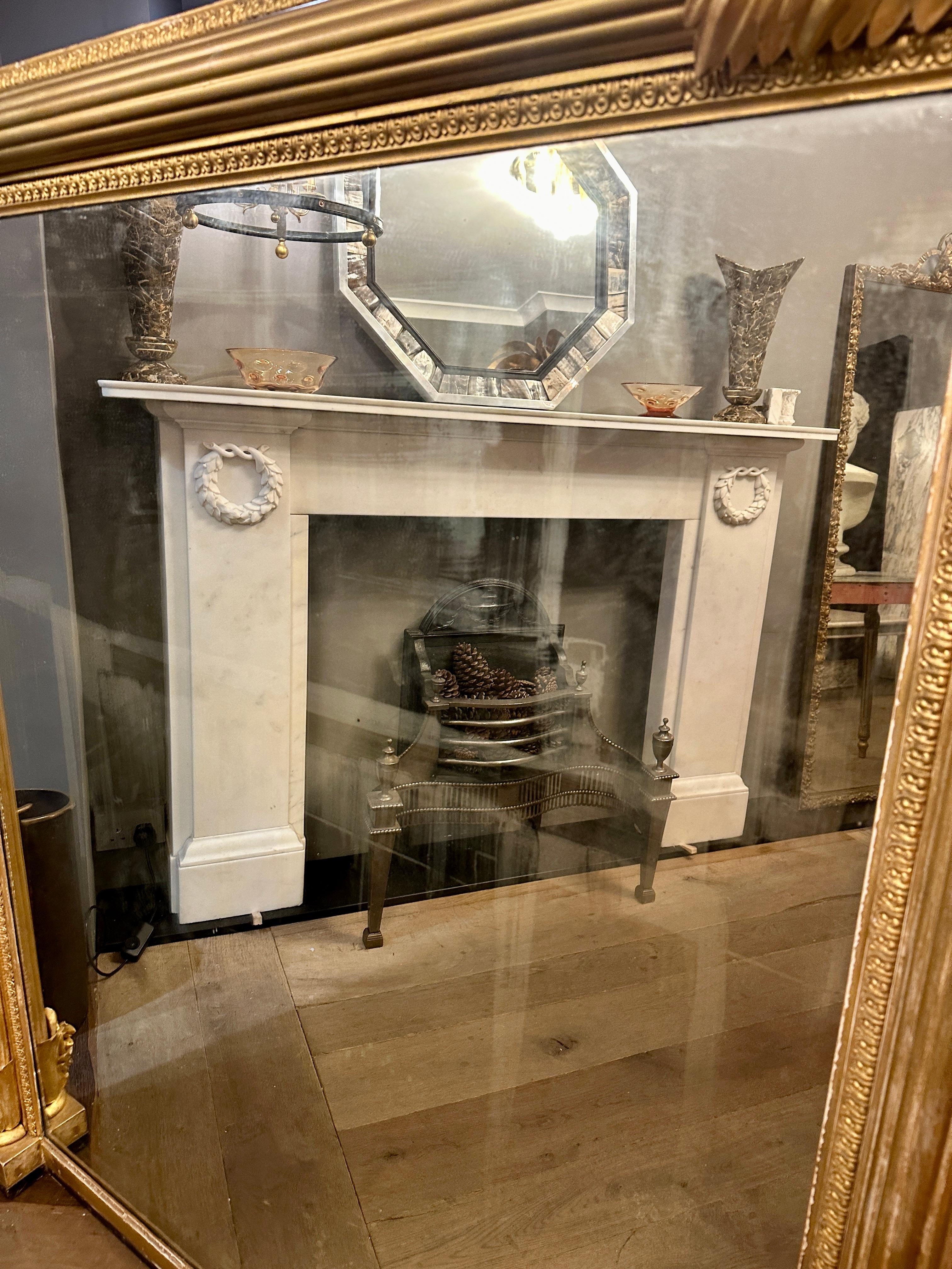 A Large  Antique English Regency Gold Gilt wood Overmantel Mirror 1